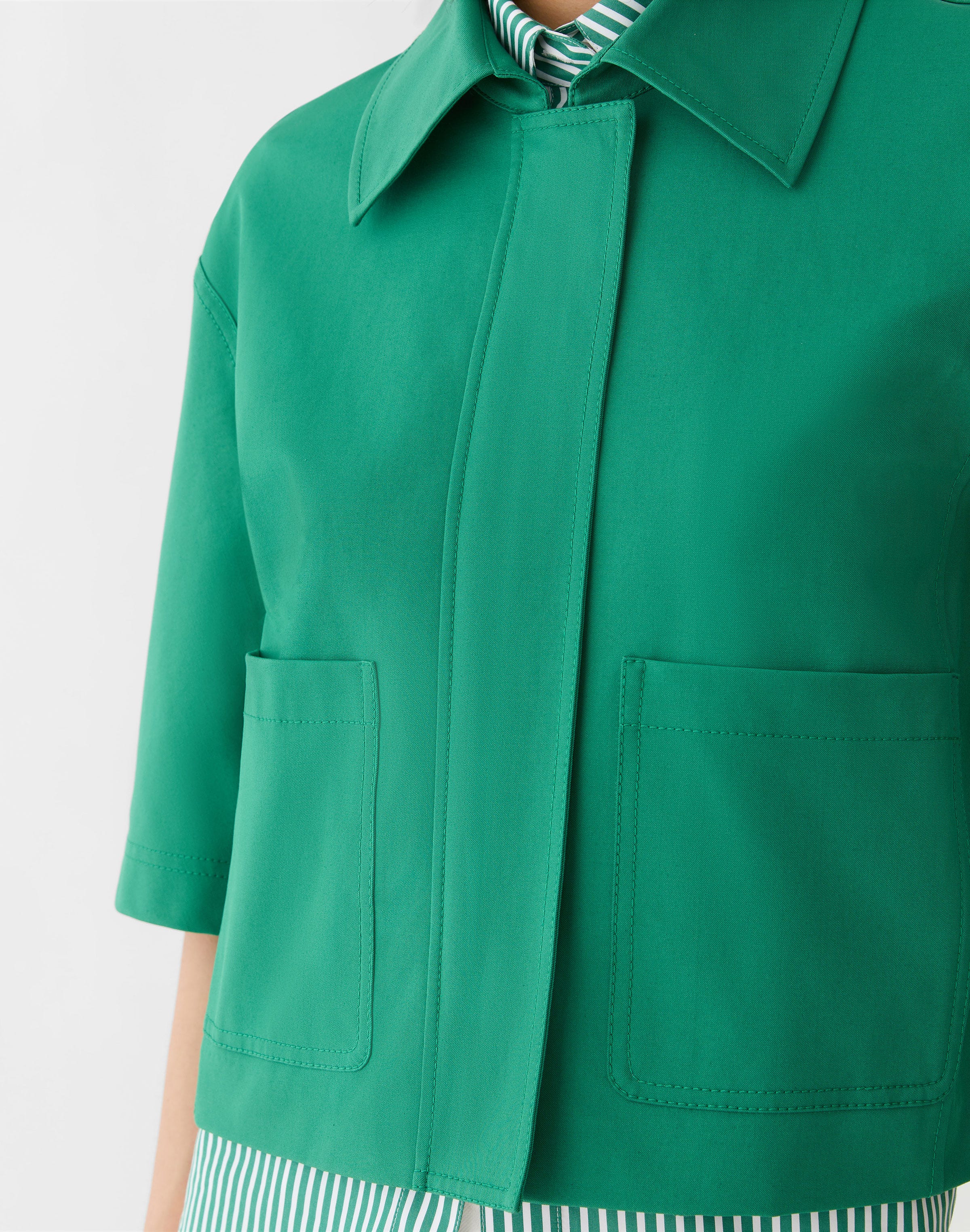 Plus-Size Techno Stretch Twill Cropped Jacket