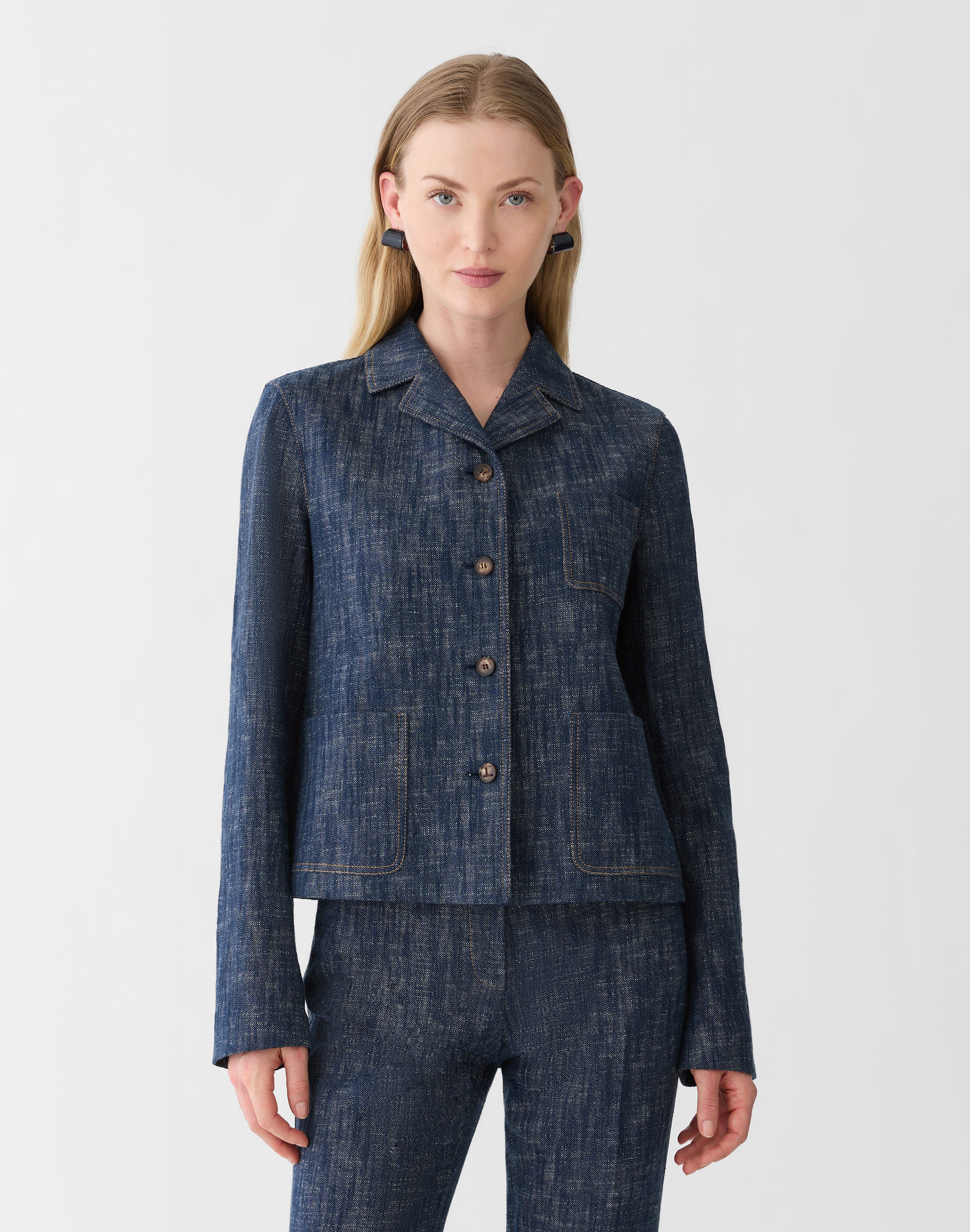Denim-Effect Twill Jacket