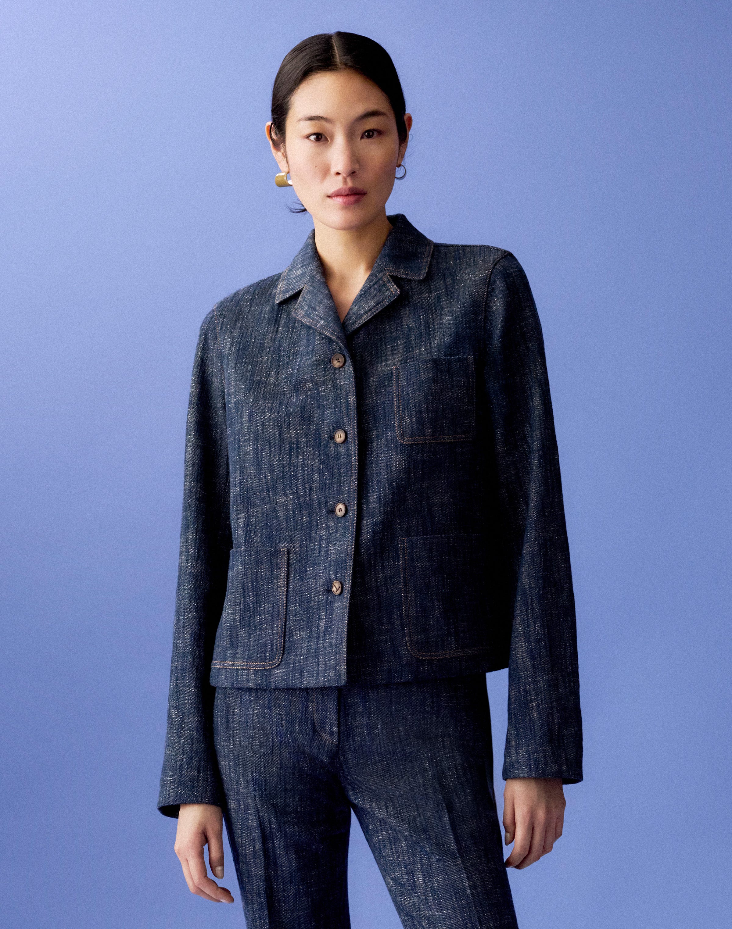 Denim-Effect Twill Jacket