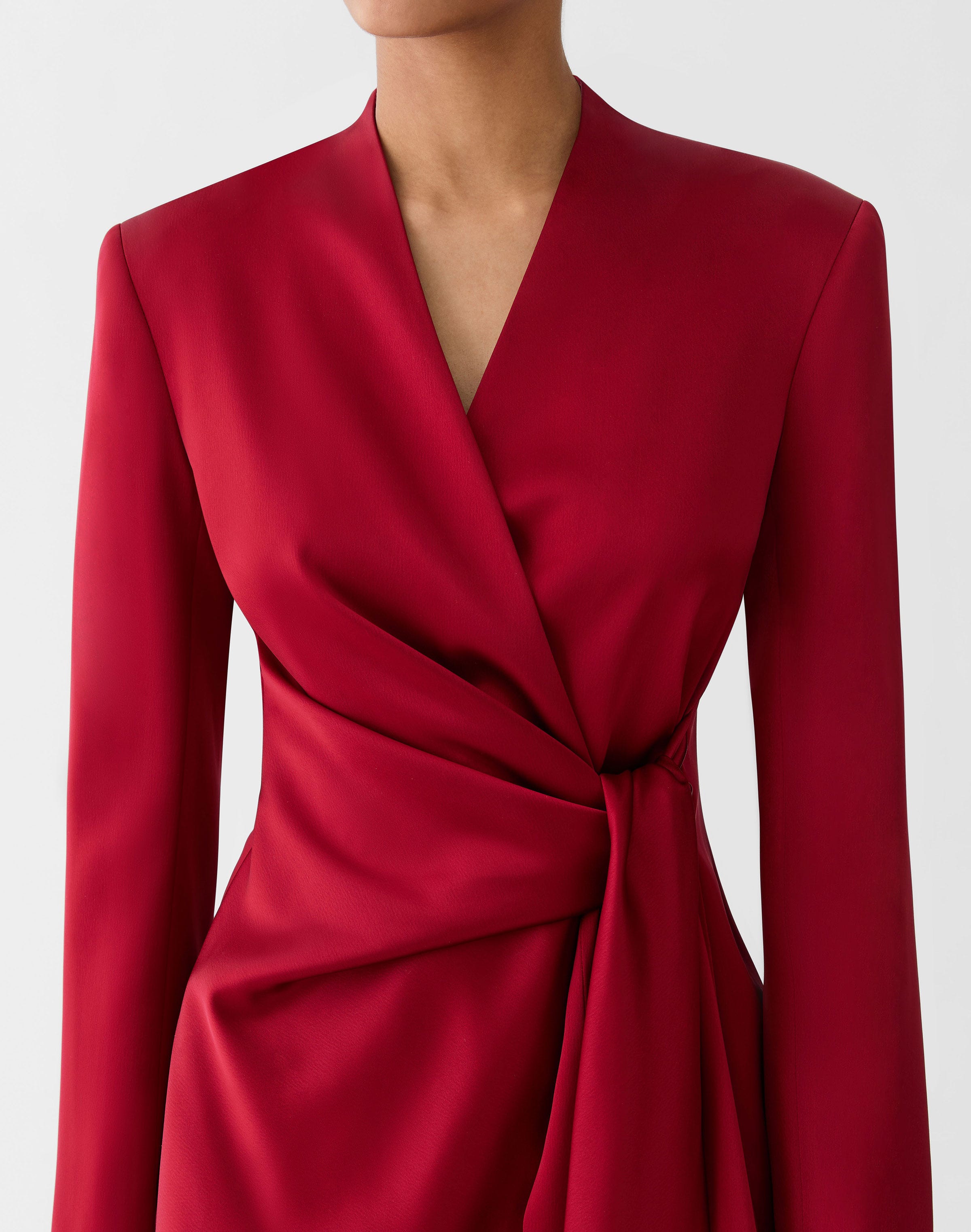Plus-Size Satin Wrap Blazer