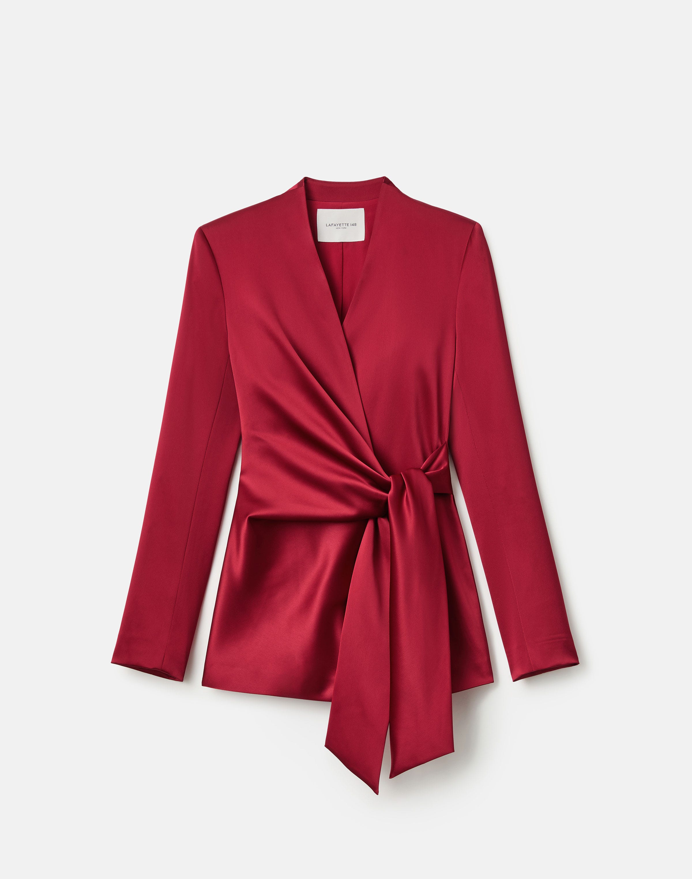 Plus-Size Satin Wrap Blazer
