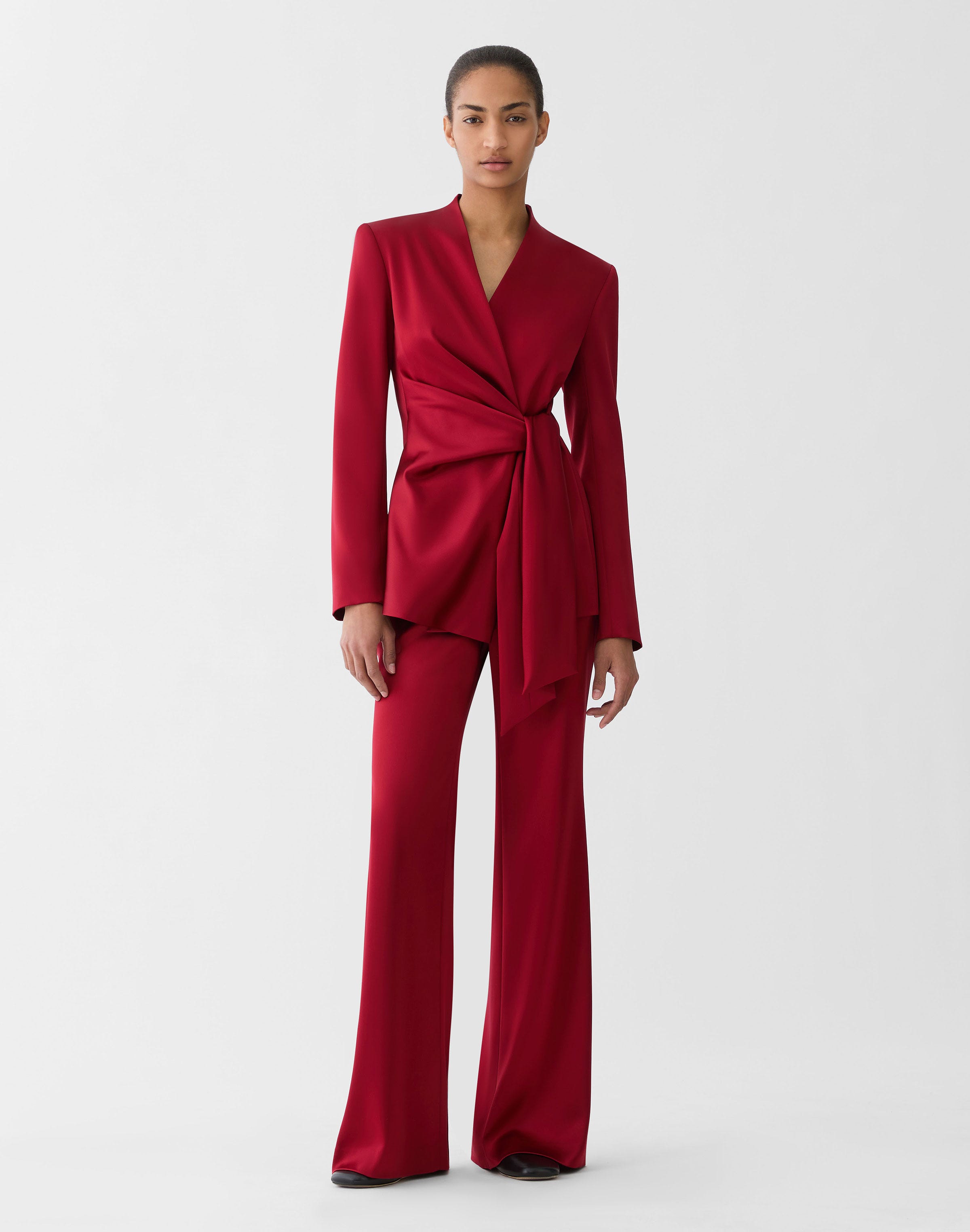 Plus-Size Satin Wrap Blazer