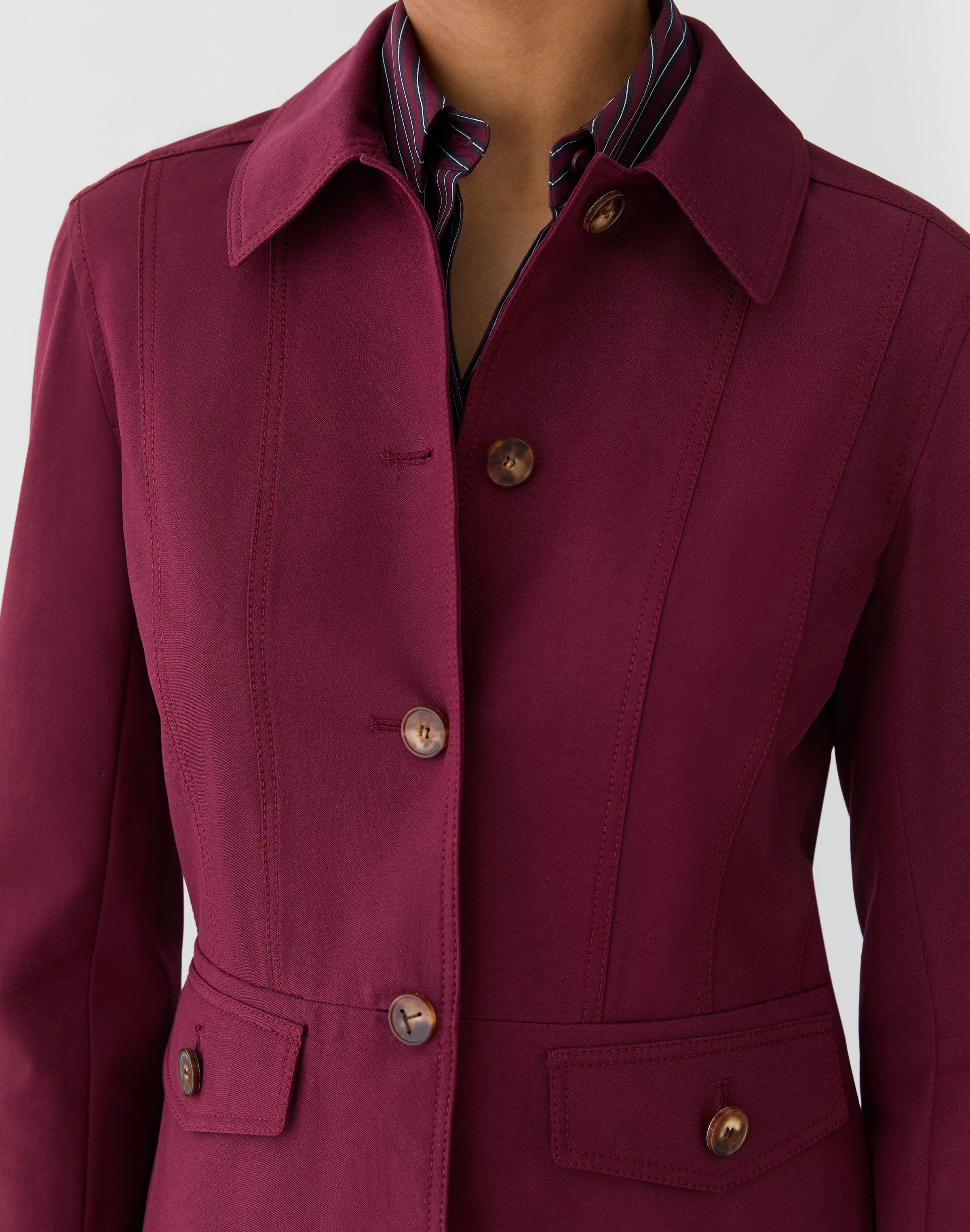 Petite Techno Stretch Twill Button Front Jacket