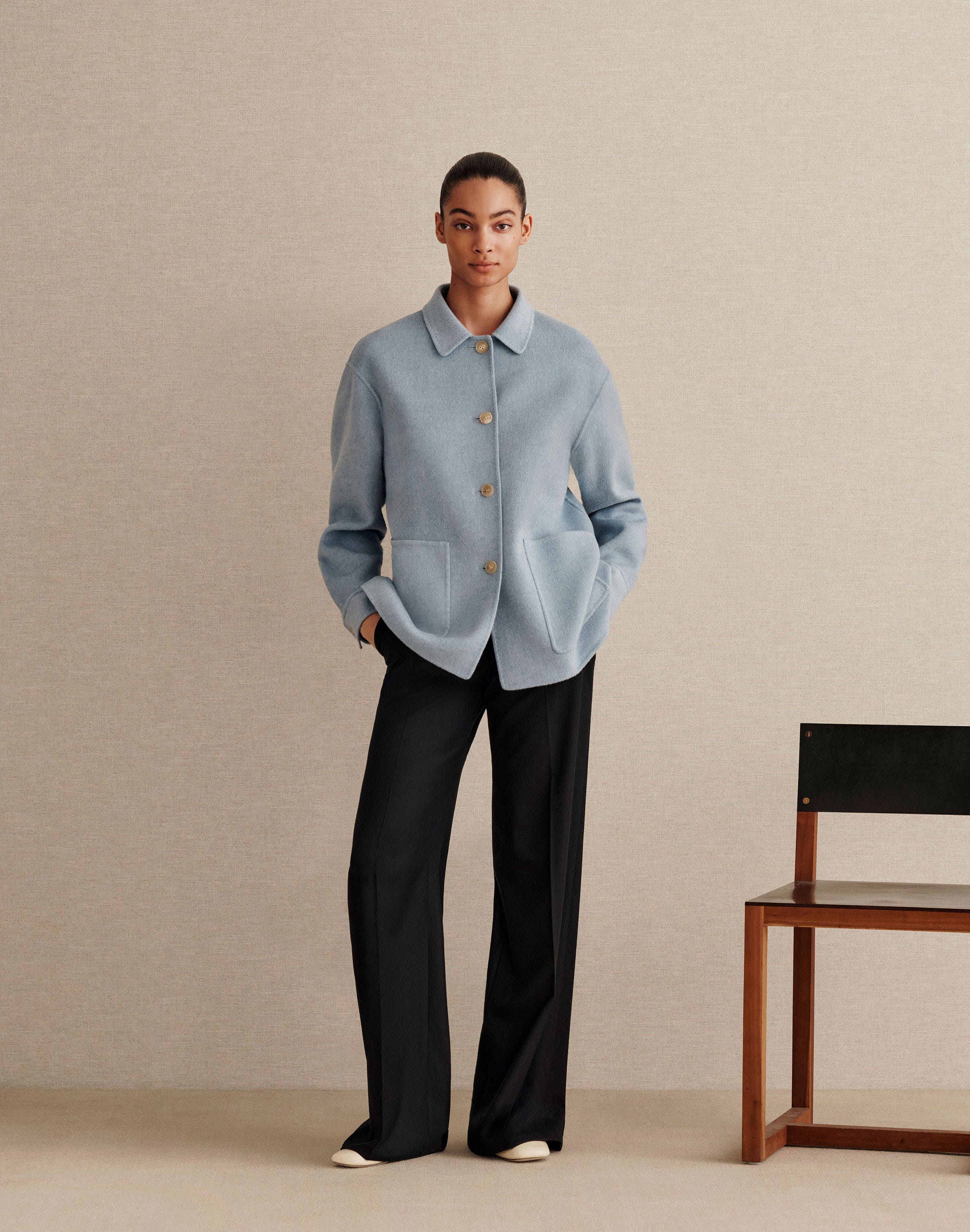 Petite Wool-Cashmere Double Face Shirt Jacket