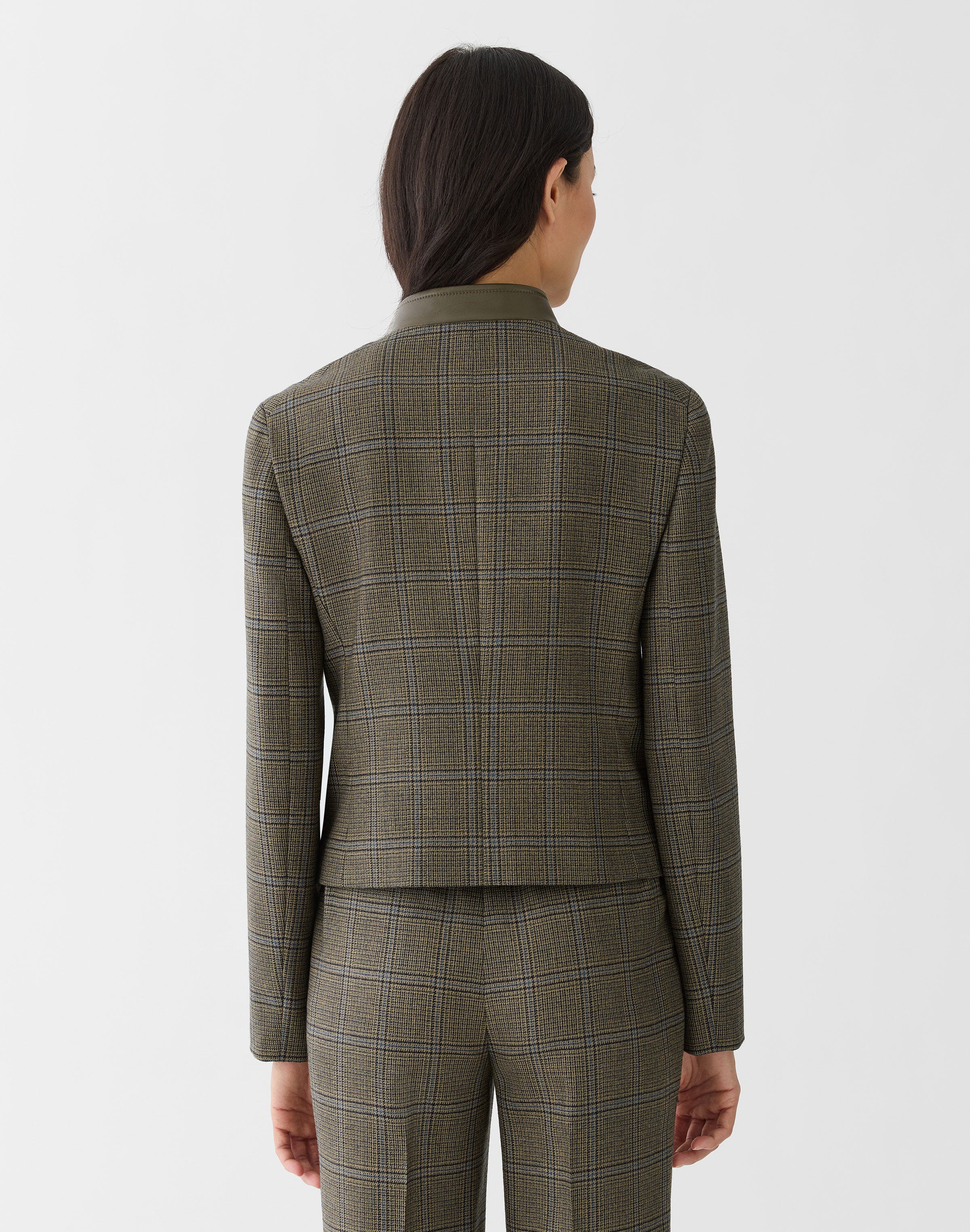 Wool Glen Plaid Cropped Jacket