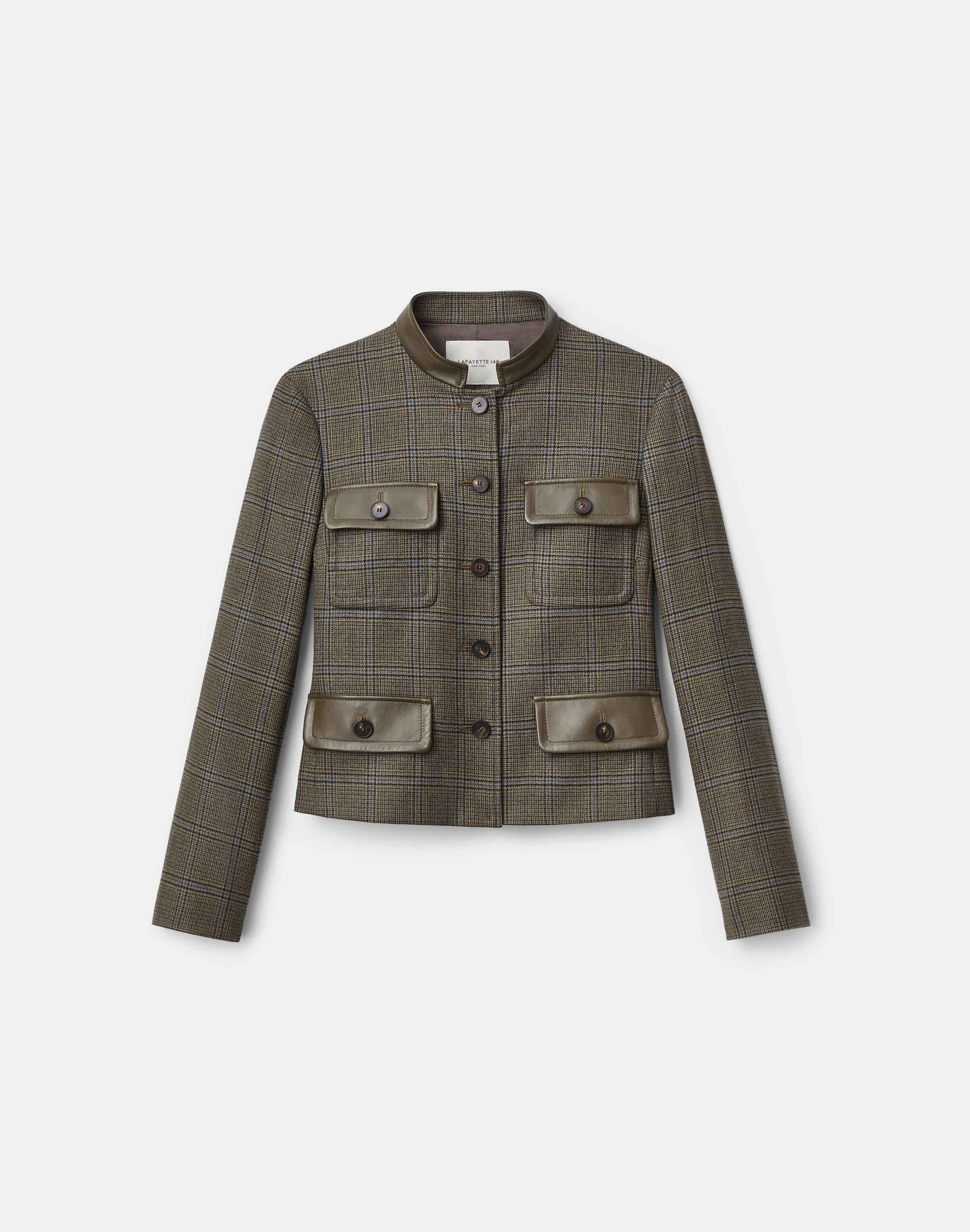 Wool Glen Plaid Cropped Jacket