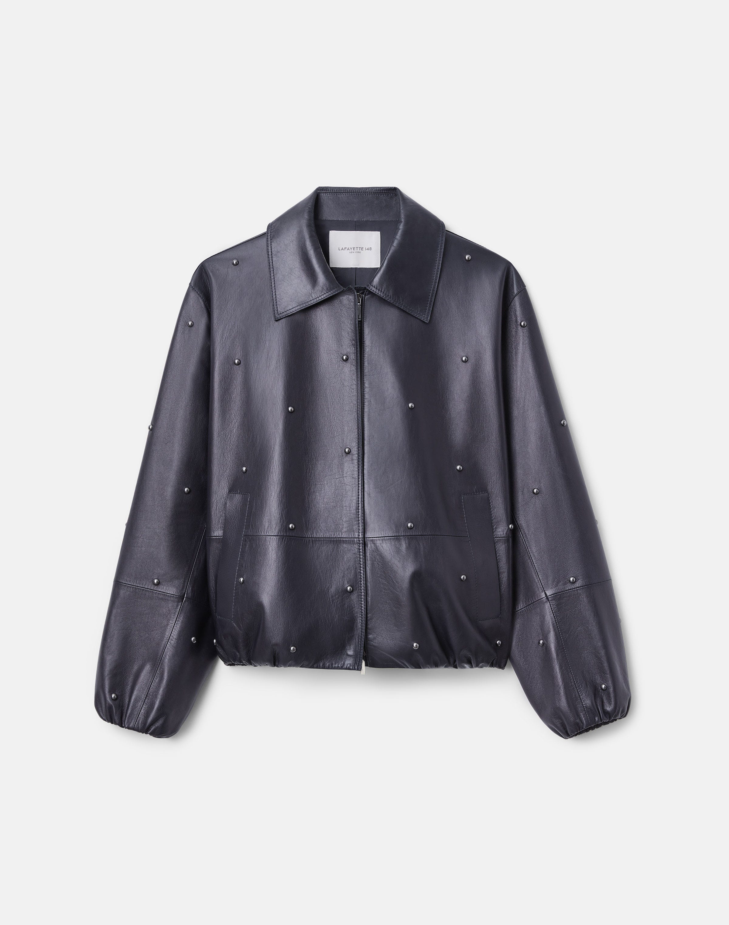 Studded Nappa Leather Bomber Jacket