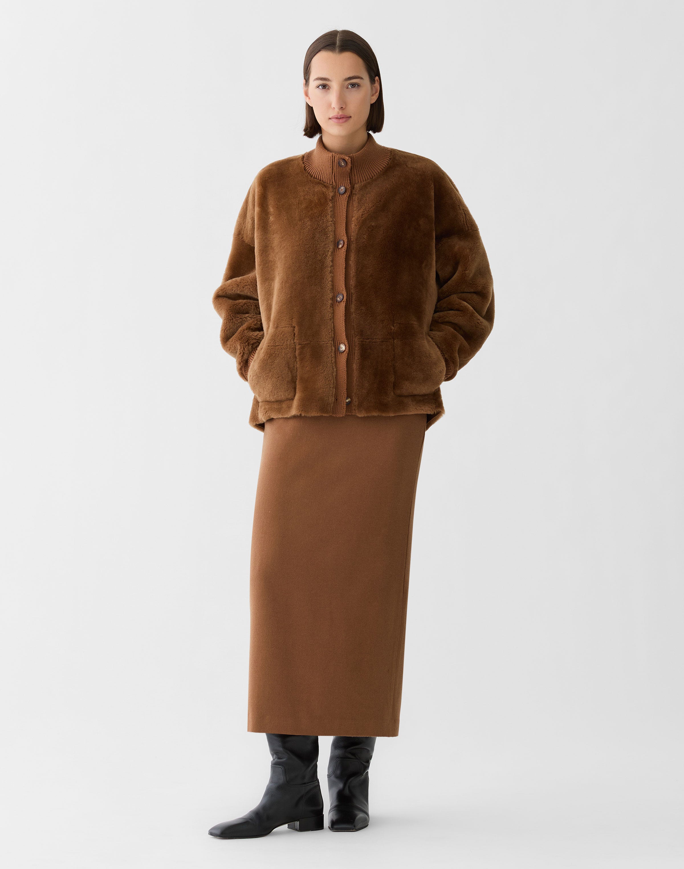 Merino Shearling Reversible Bomber Jacket