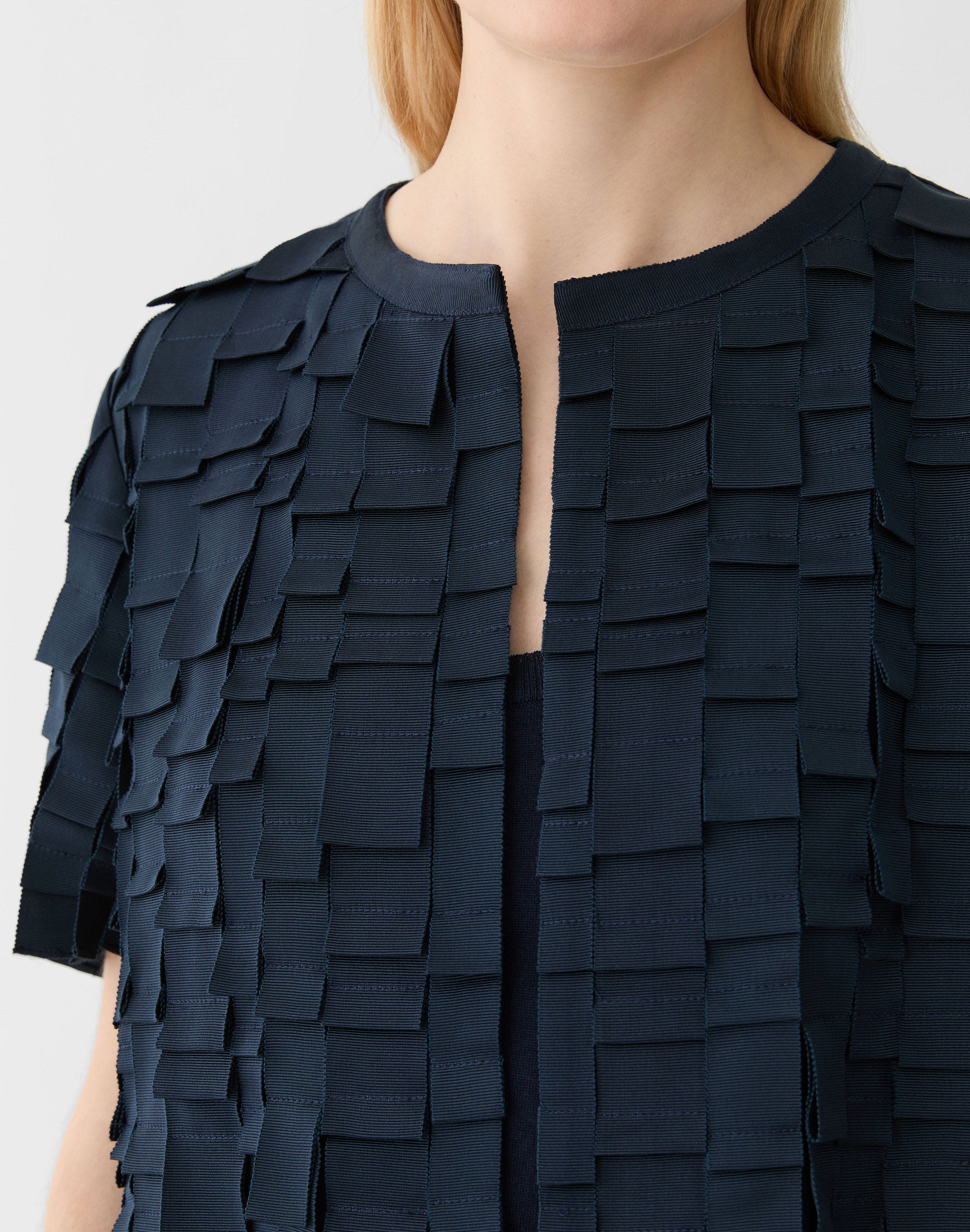 Grosgrain Plaid Georgette Short Jacket
