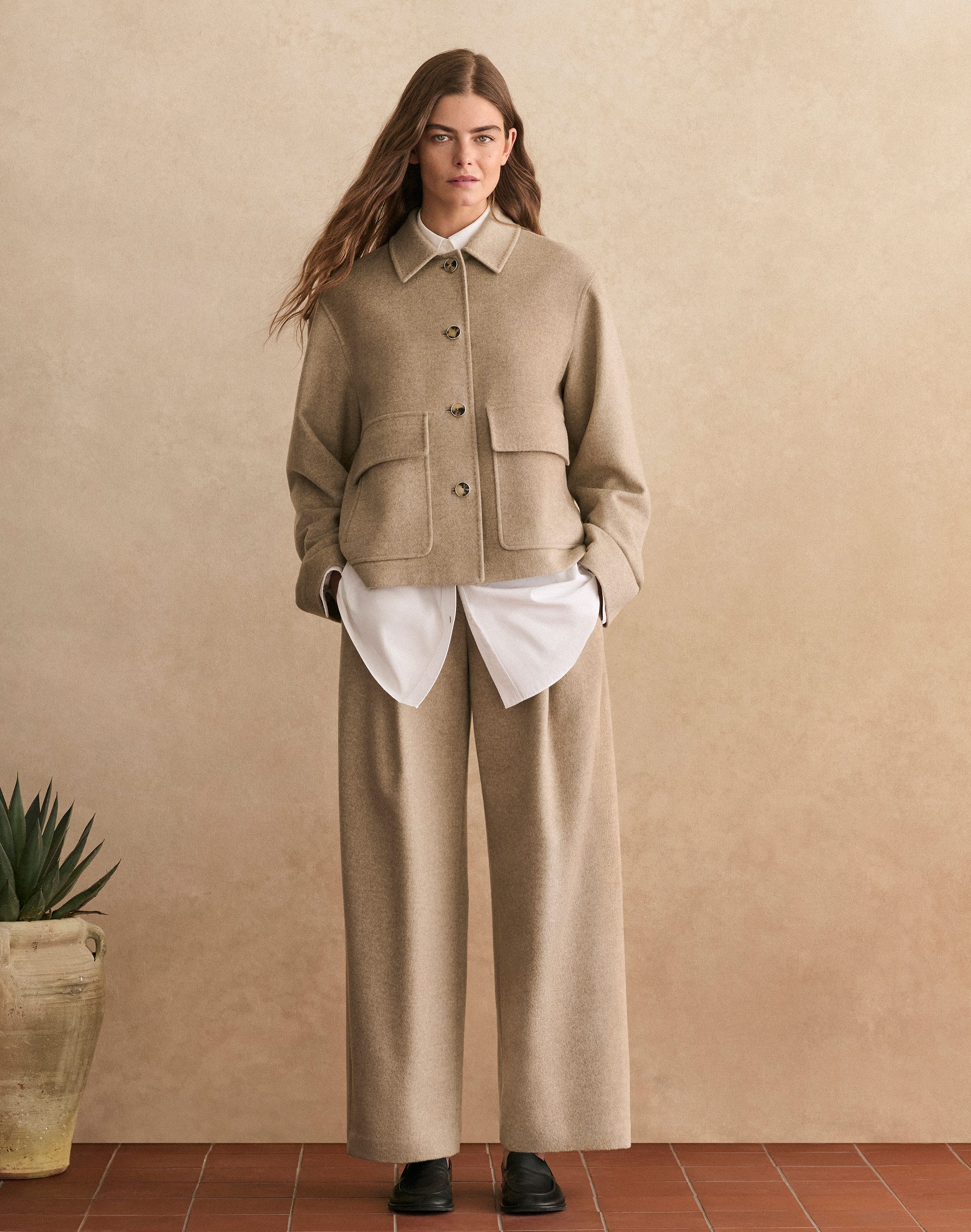 Brushed Wool-Cashmere Flannel Two Pocket Jacket