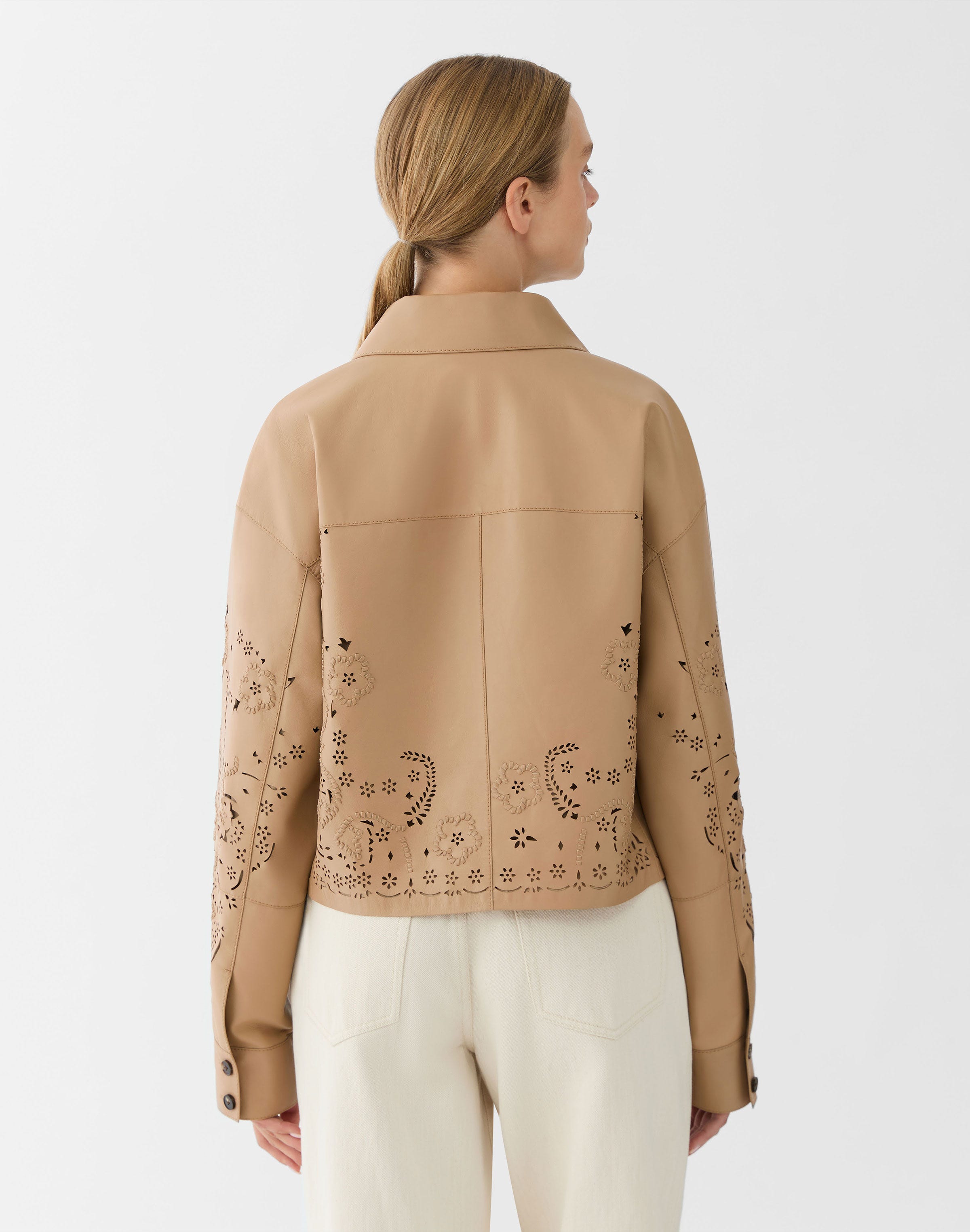 Paisley Laser Cut Nappa Leather Jacket