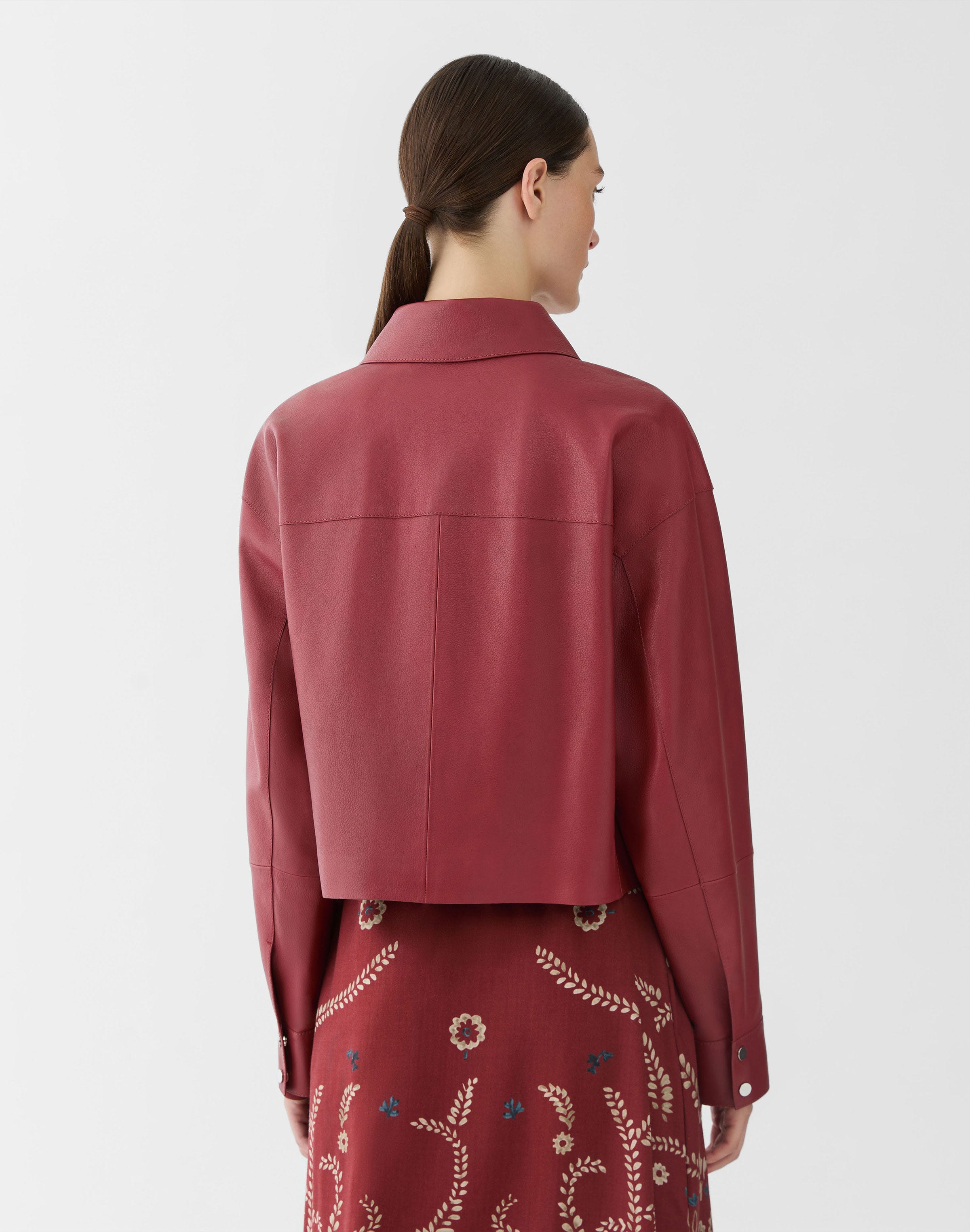 Petite Full Grain Leather Short Jacket