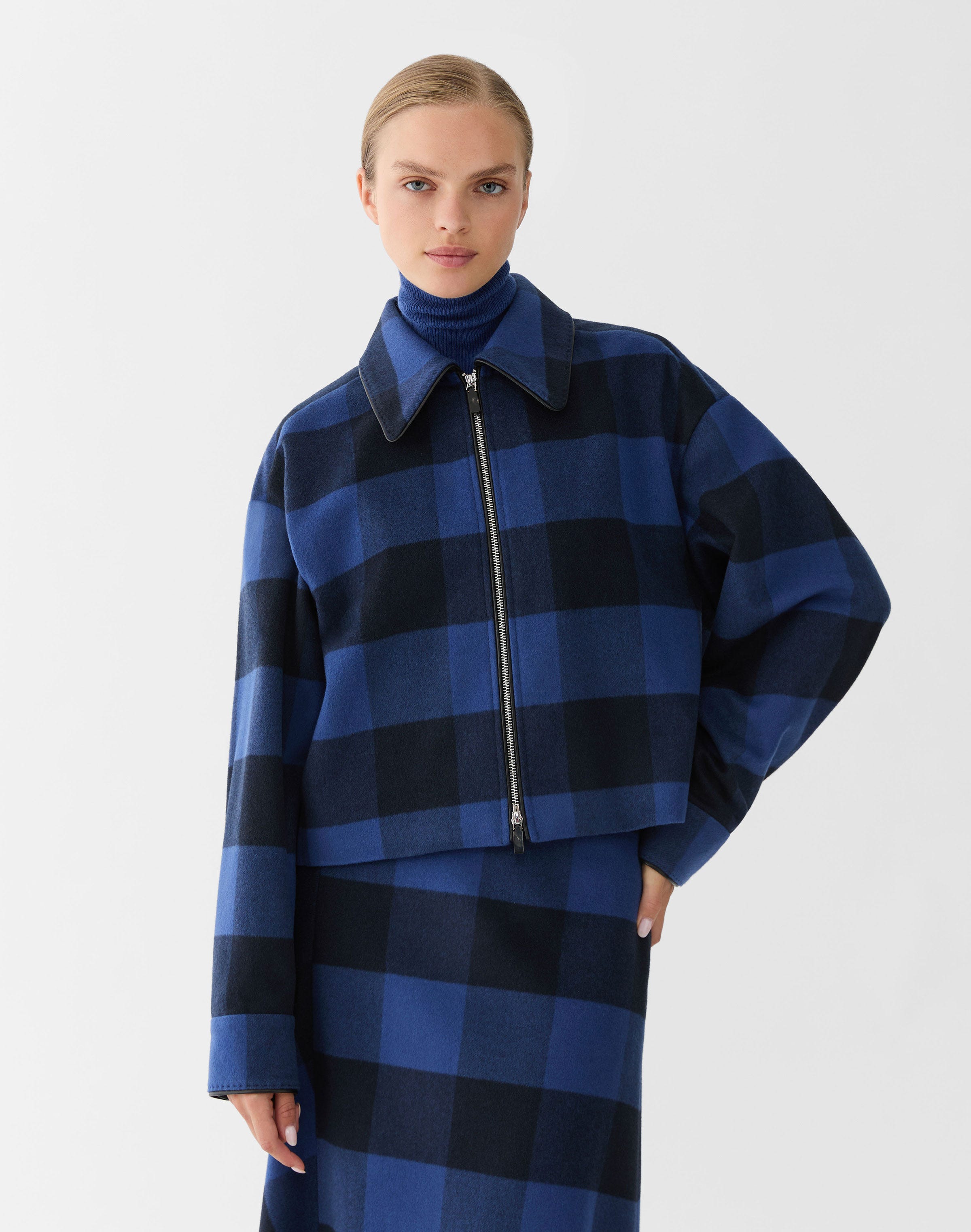 Buffalo Check Wool-Cashmere Short Jacket