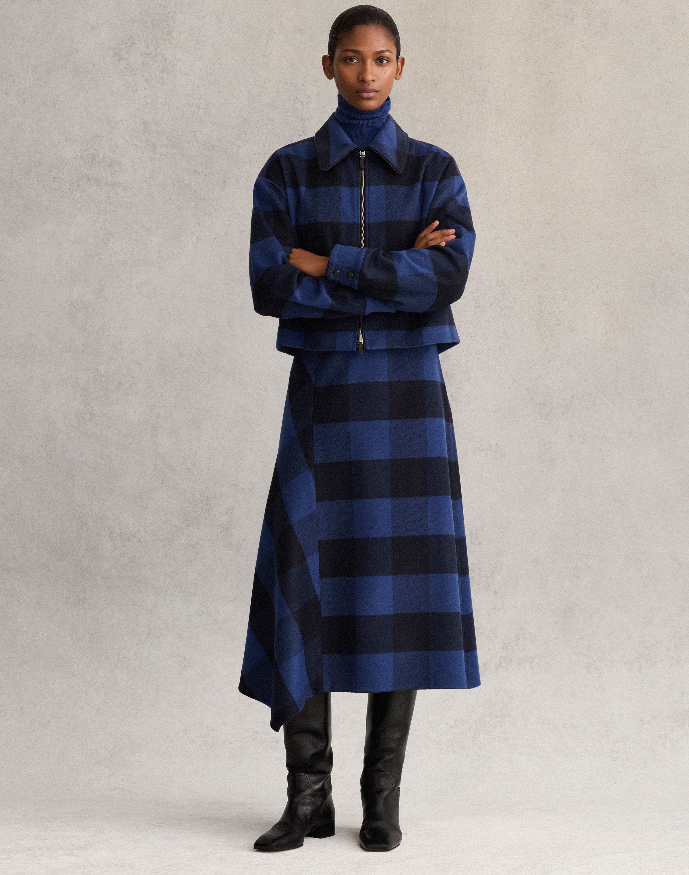 Buffalo Check Wool-Cashmere Short Jacket