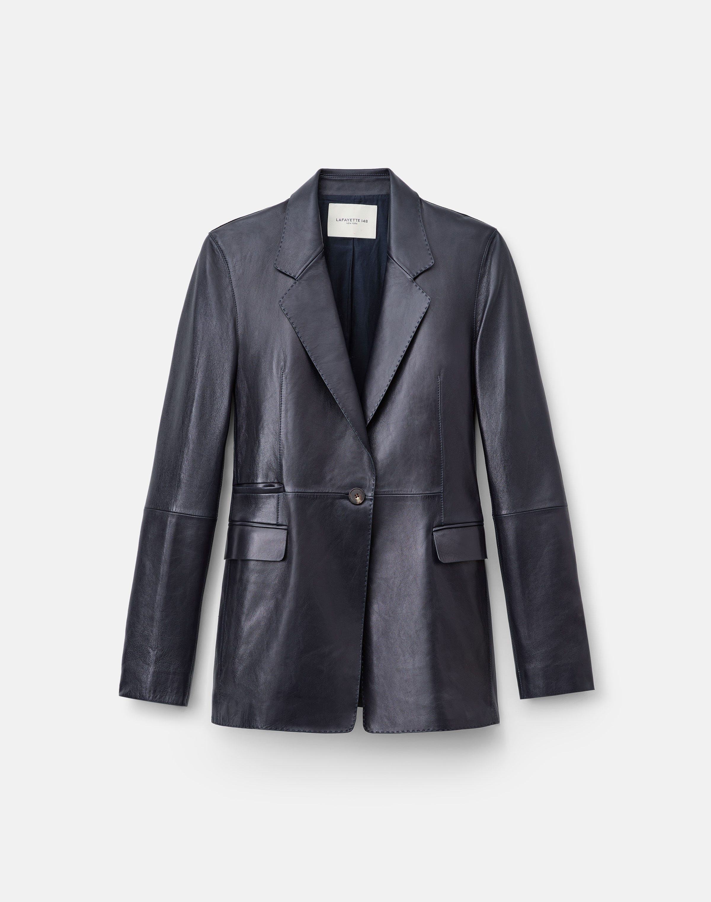 Plus-Size Nappa Leather Three Pocket Blazer