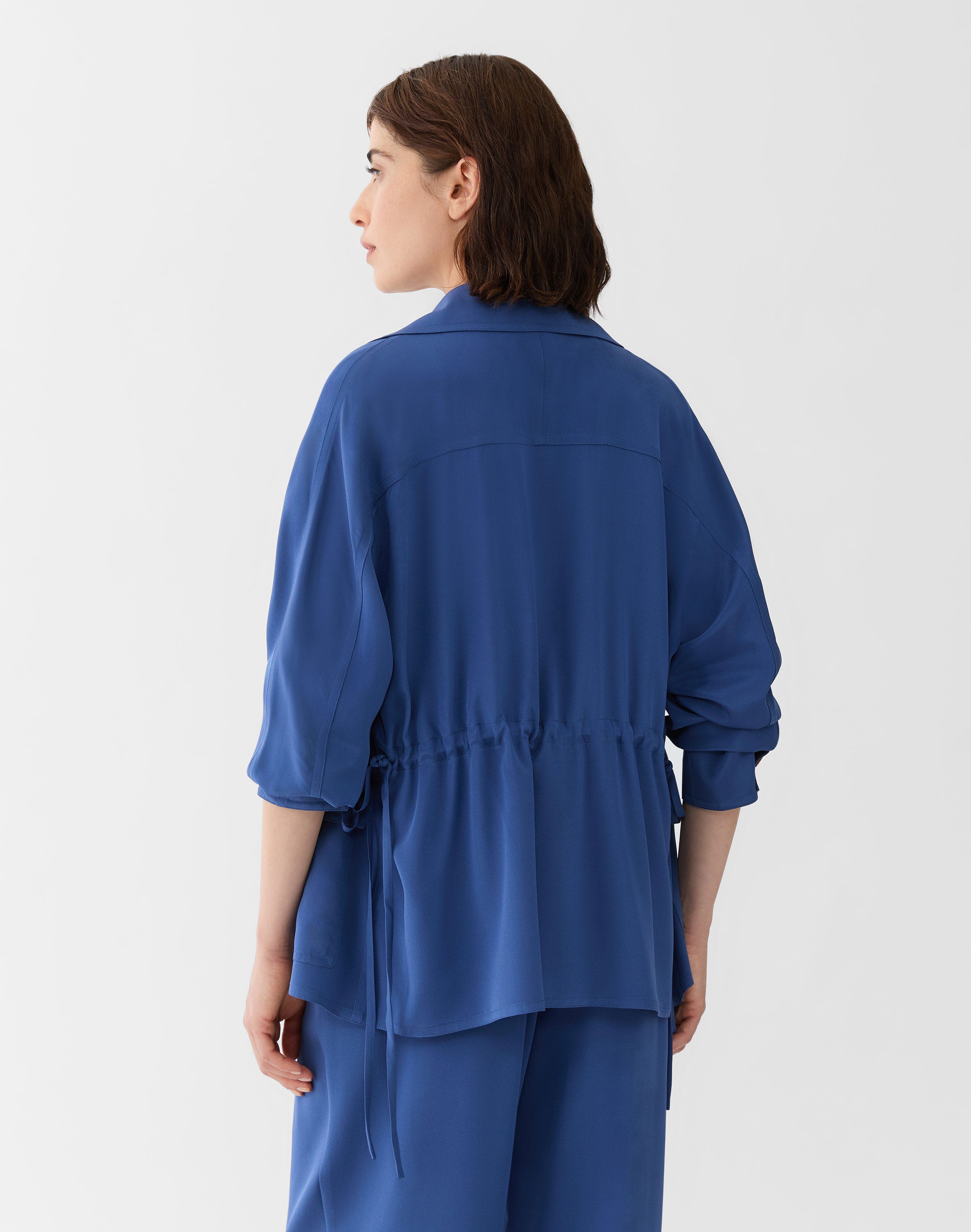 Plus-Size Organic Silk Stretch Georgette Gathered Waist Jacket