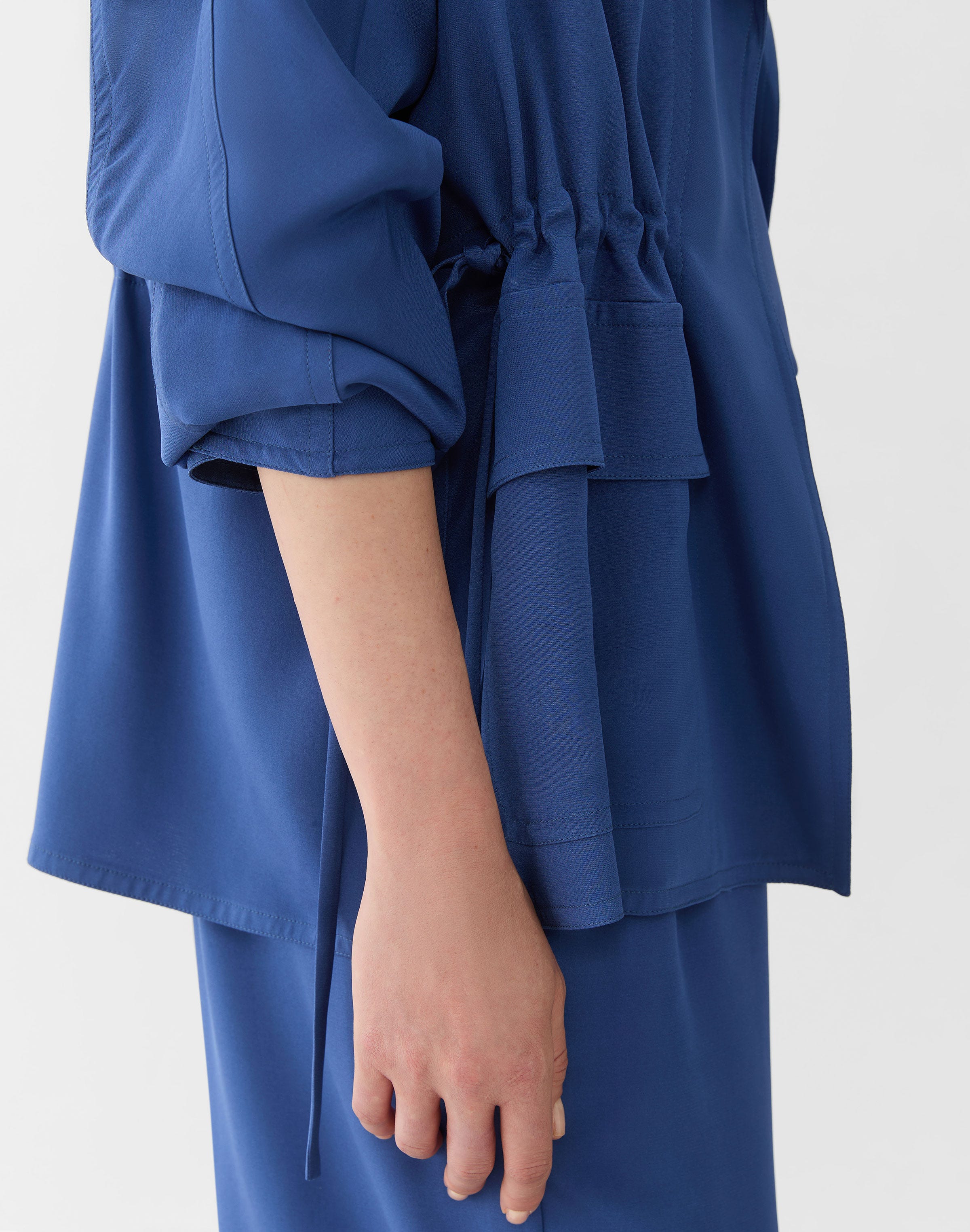 Plus-Size Organic Silk Stretch Georgette Gathered Waist Jacket