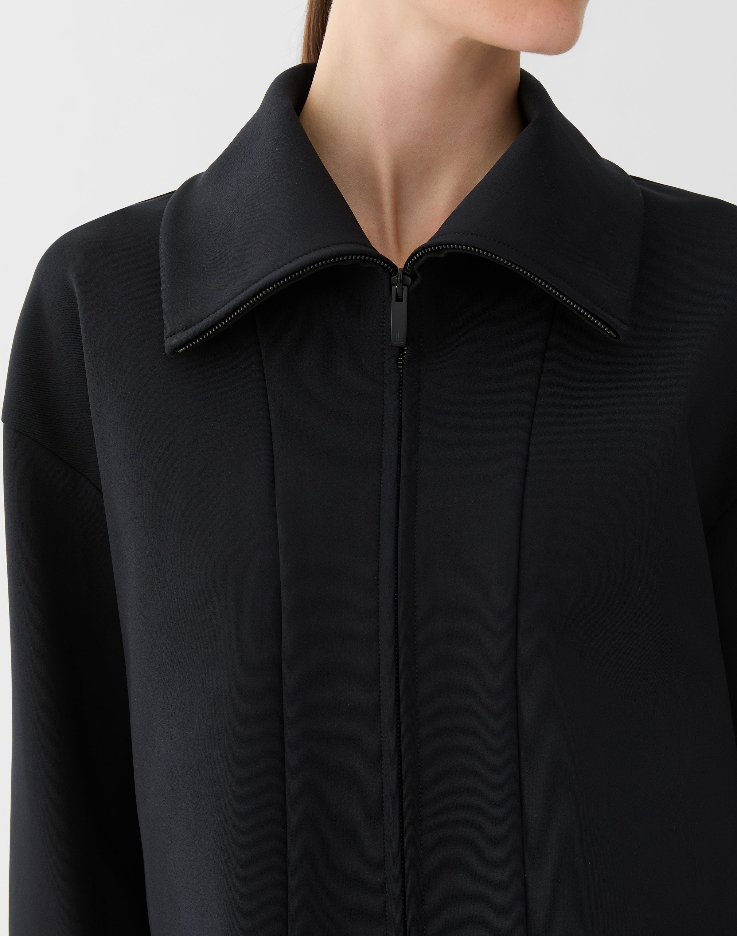 Plus-Size Scuba Zip Front Short Jacket