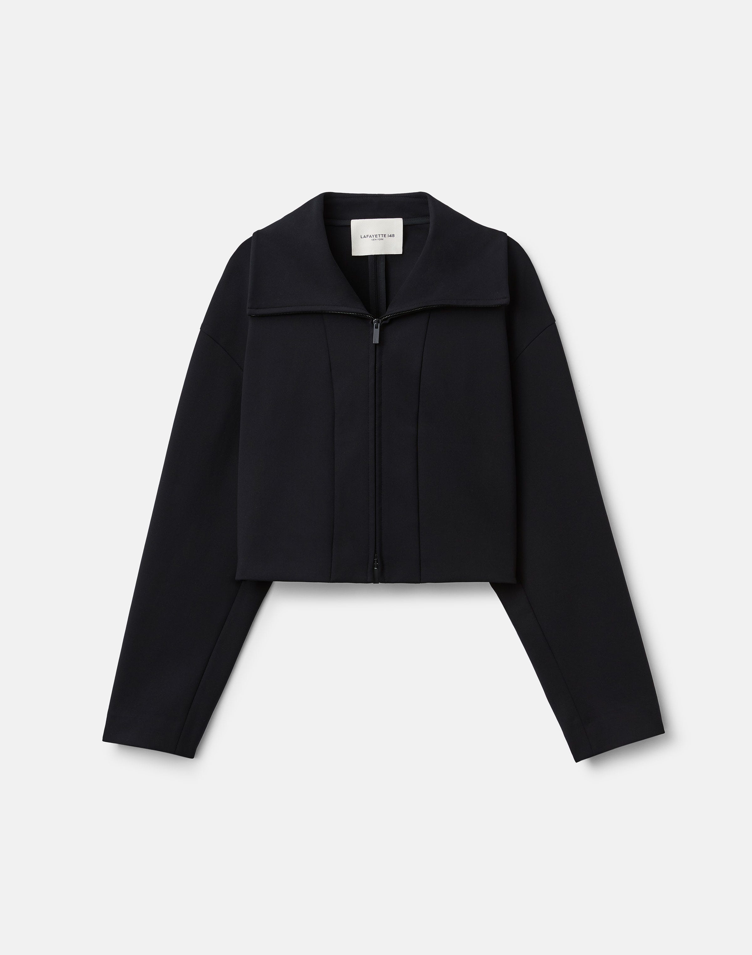 Plus-Size Scuba Zip Front Short Jacket