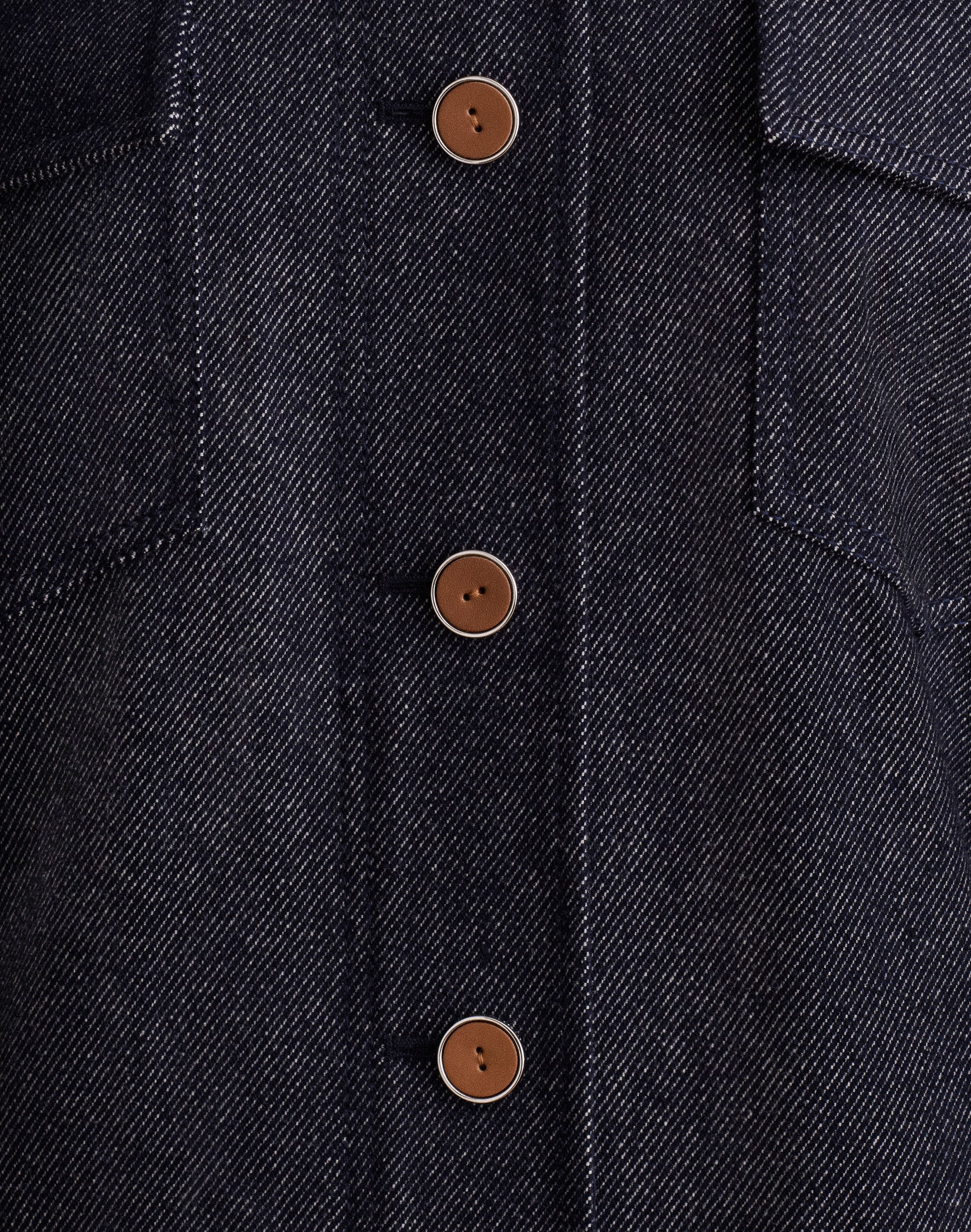 Denim-Effect Wool Twill Bomber Jacket