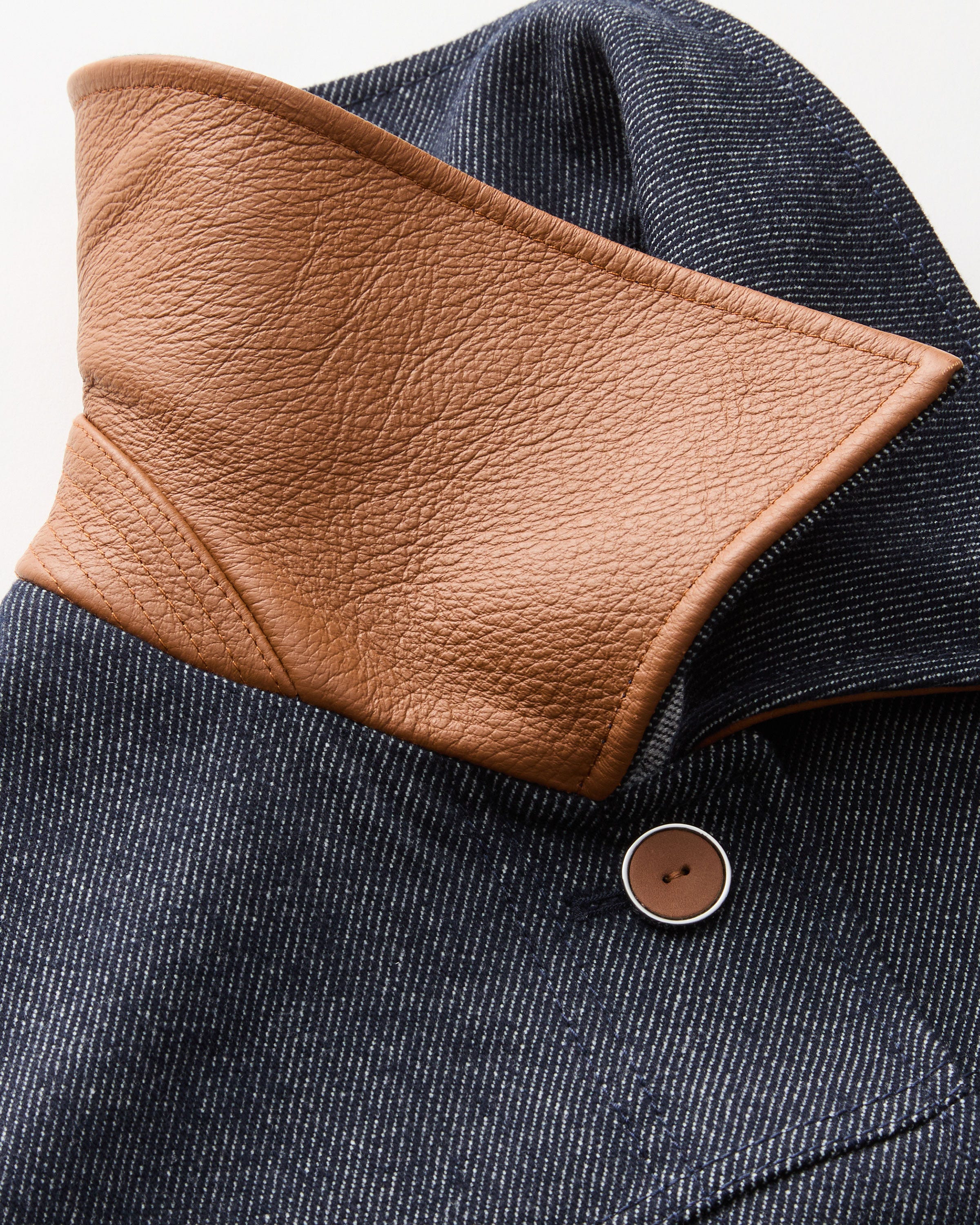 Denim-Effect Wool Twill Bomber Jacket