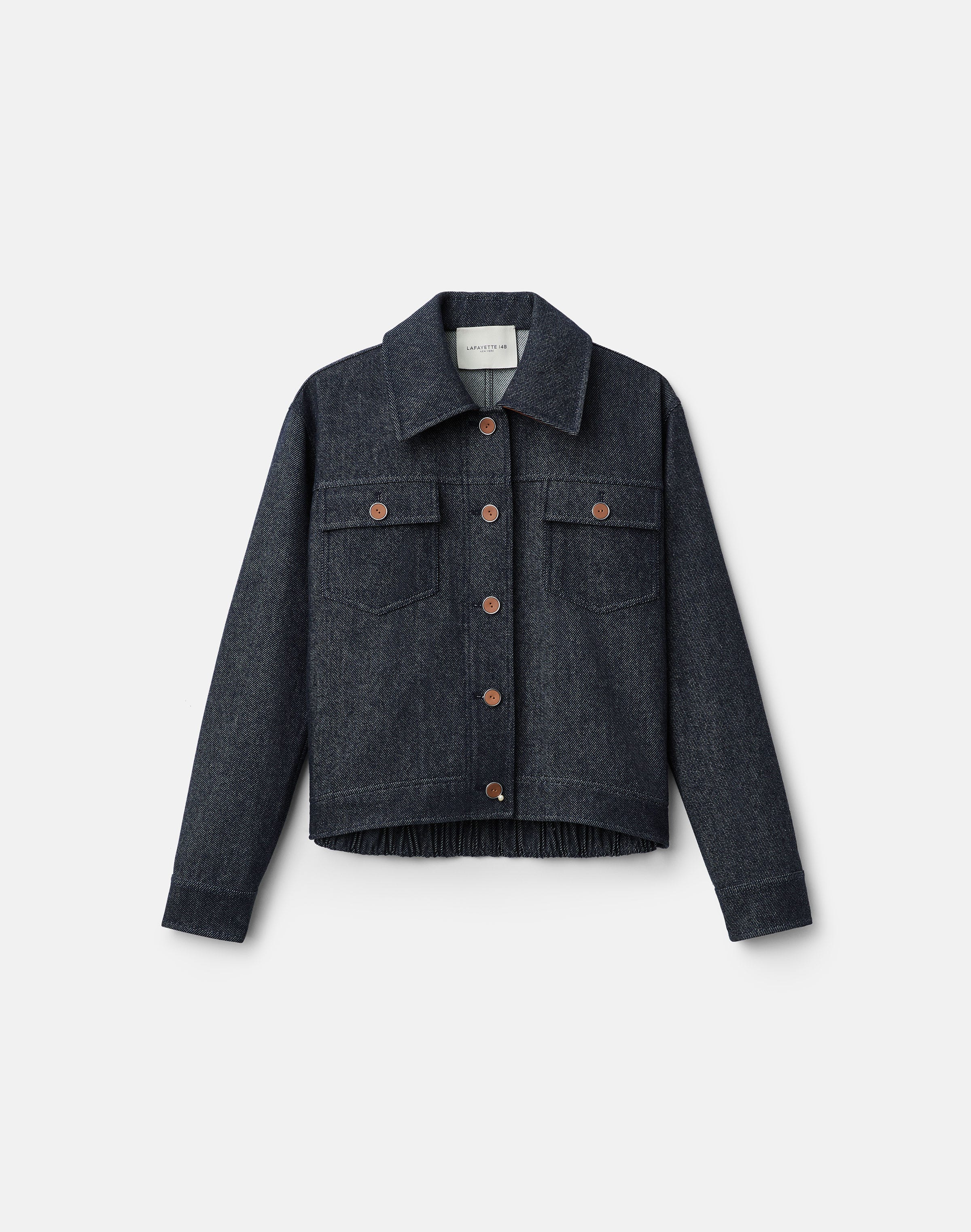 Denim-Effect Wool Twill Bomber Jacket