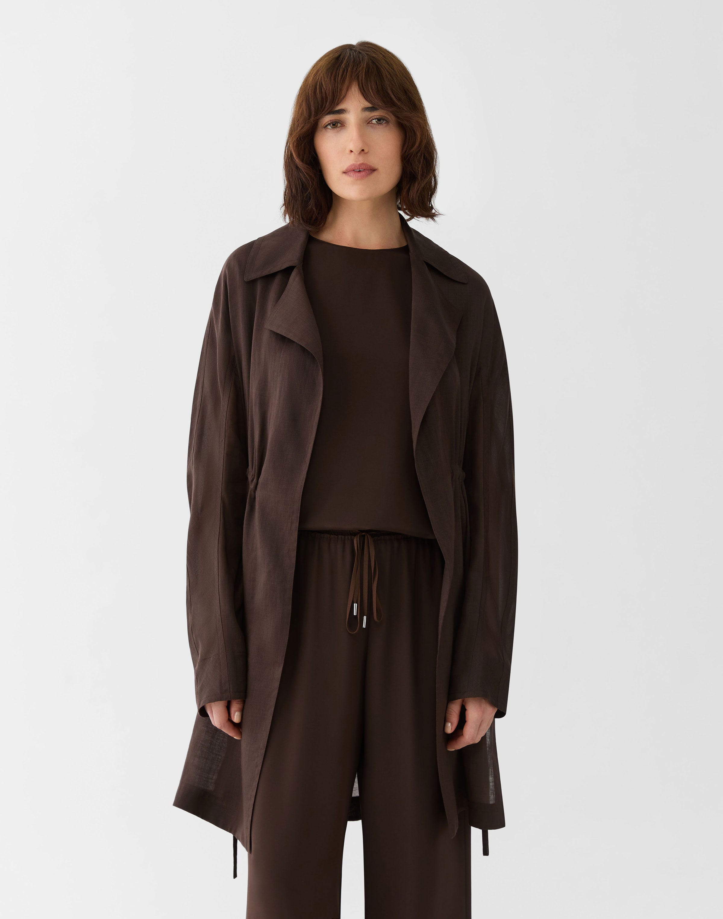 Plus-Size Gemma Cloth Voile Gathered Waist Duster