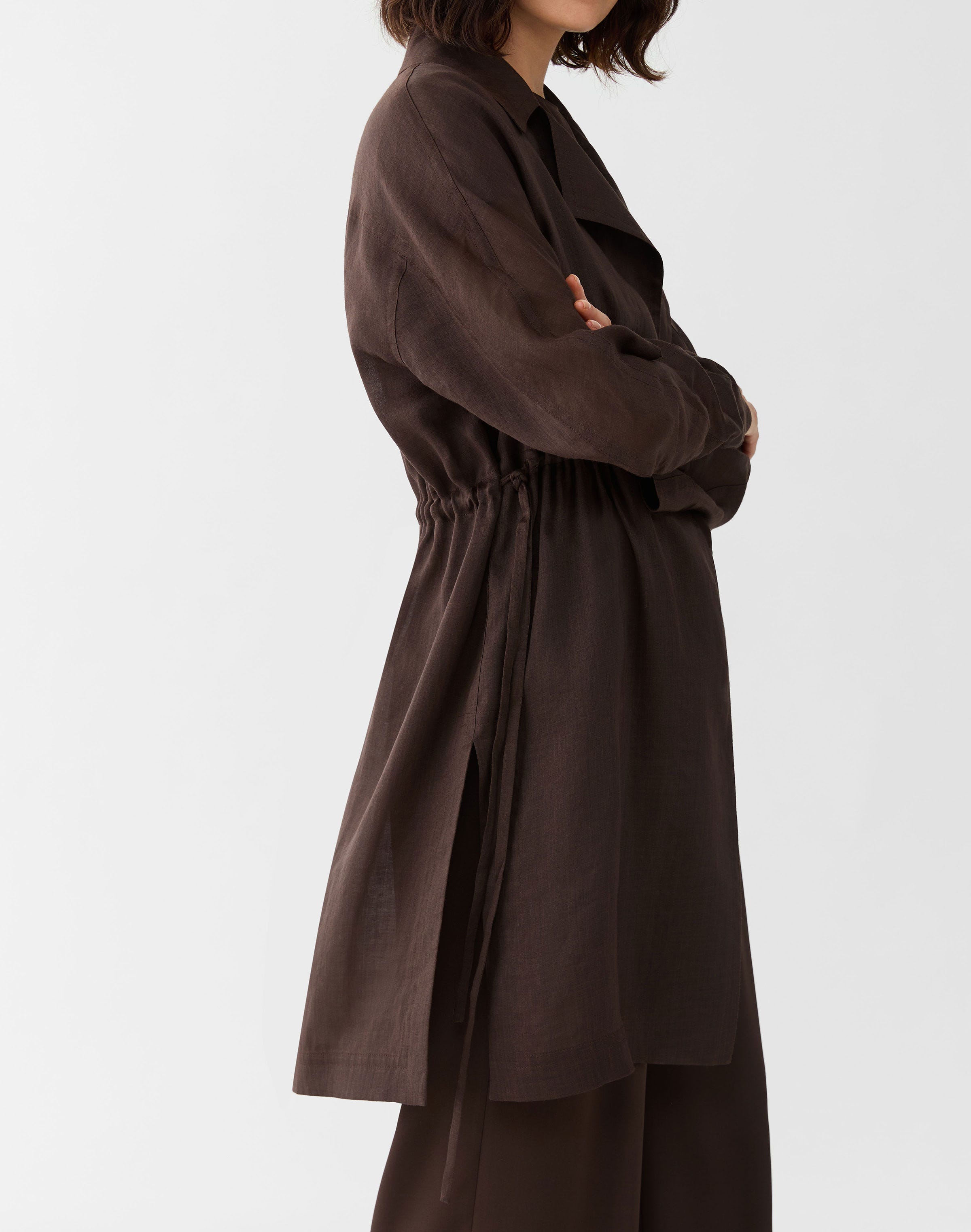 Plus-Size Gemma Cloth Voile Gathered Waist Duster