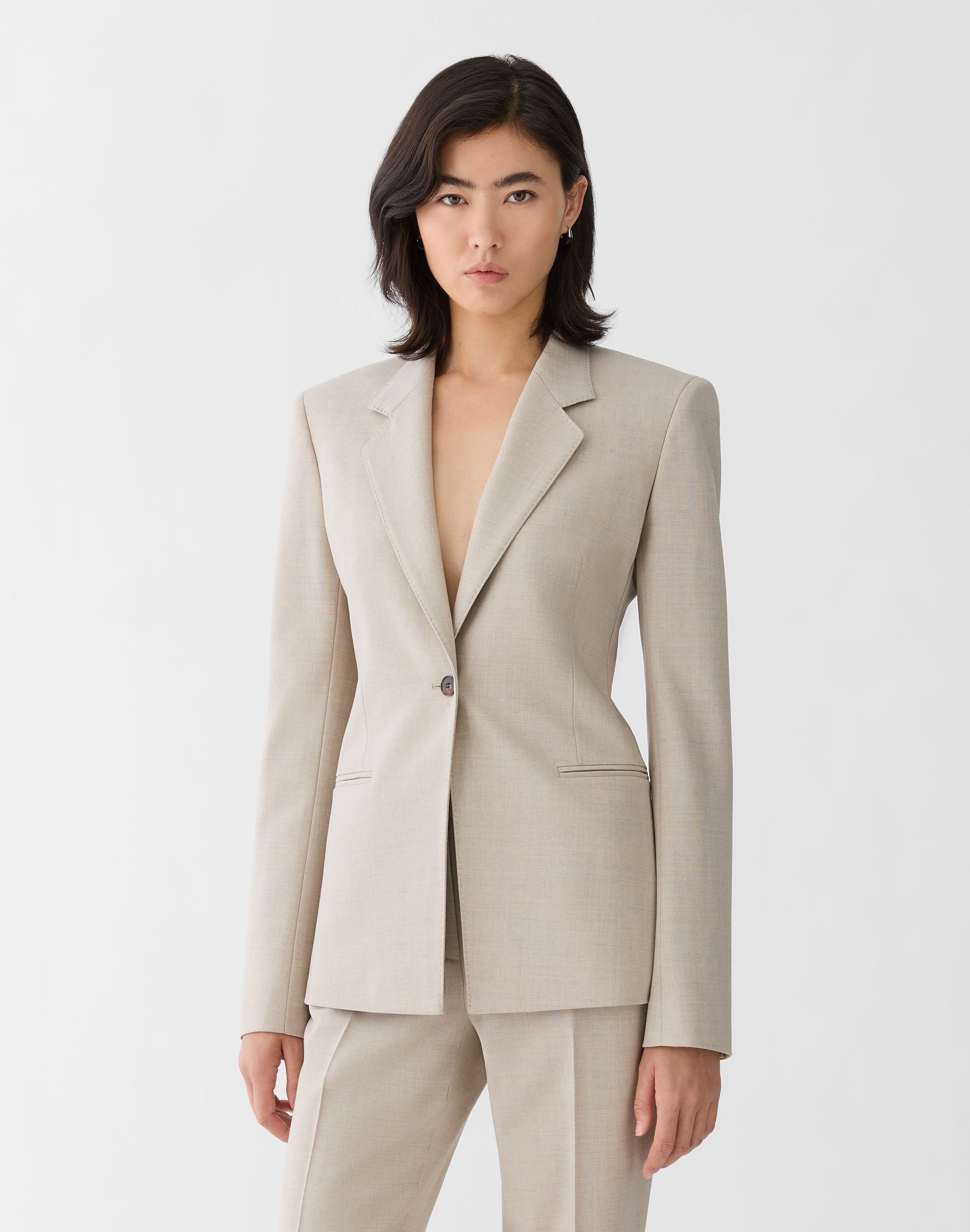 Responsible Stretch Wool Single Button Blazer