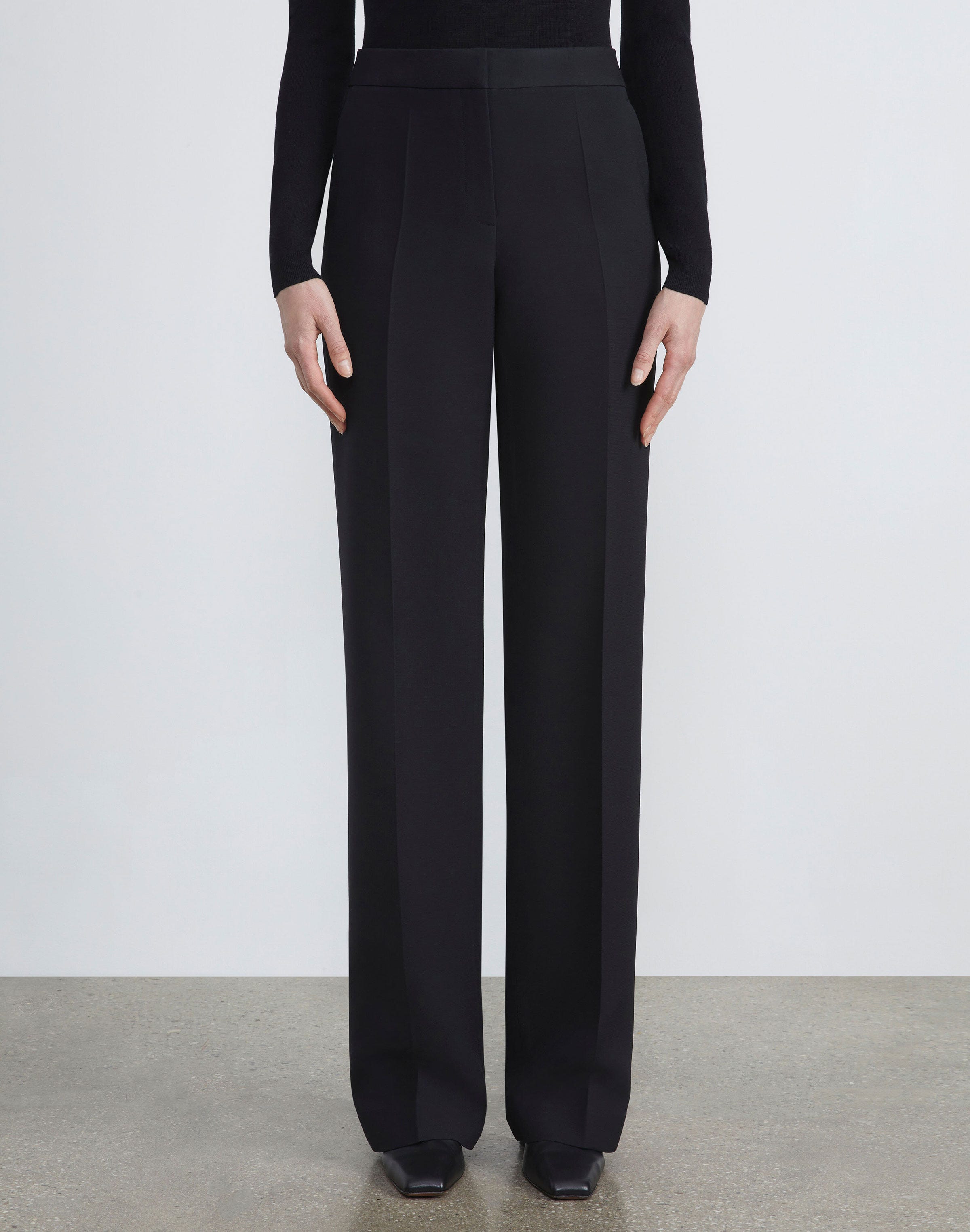 Petite Wool-Silk Crepe Gates Pant
