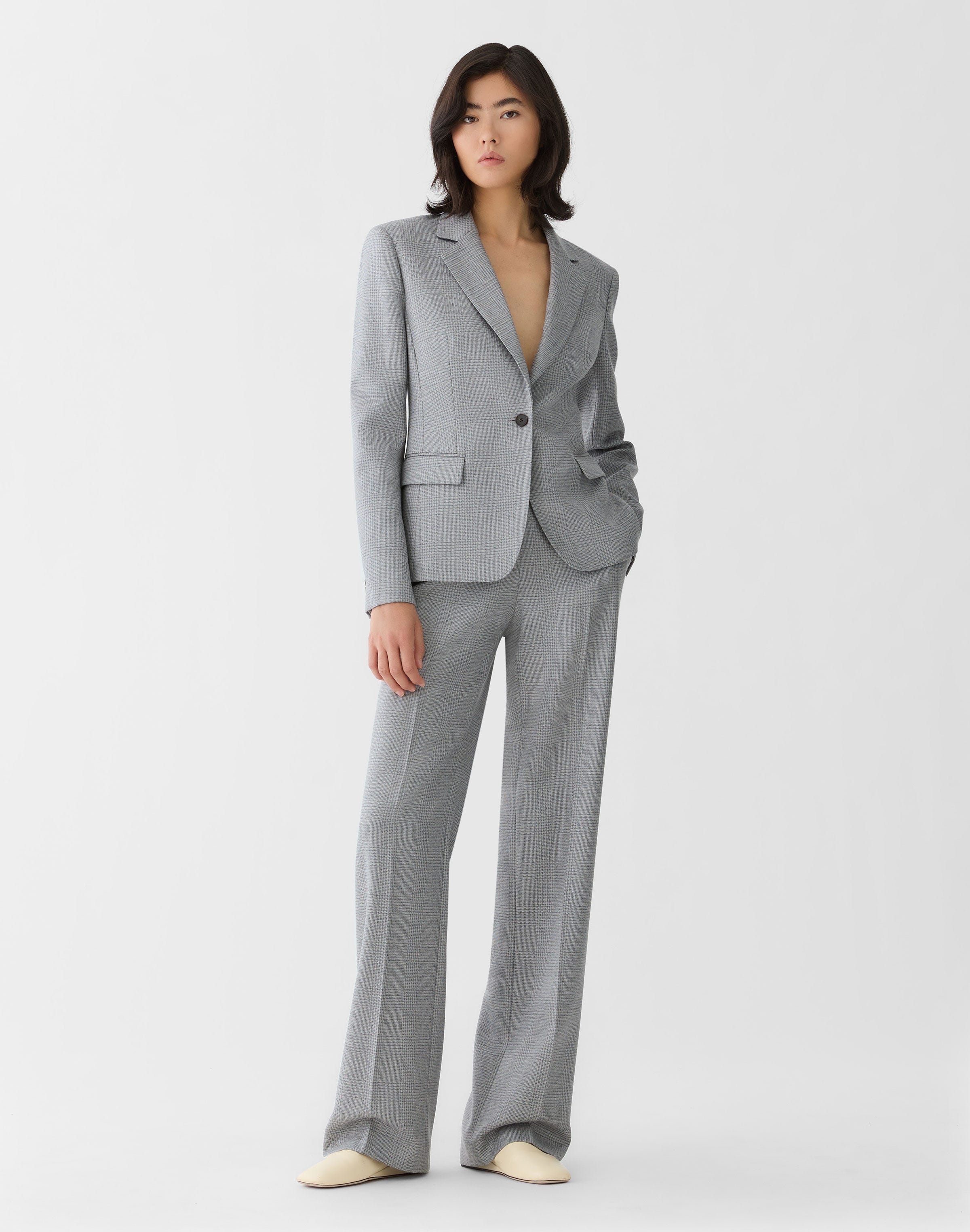 Petite Wool Glen Plaid Gates Straight Pant