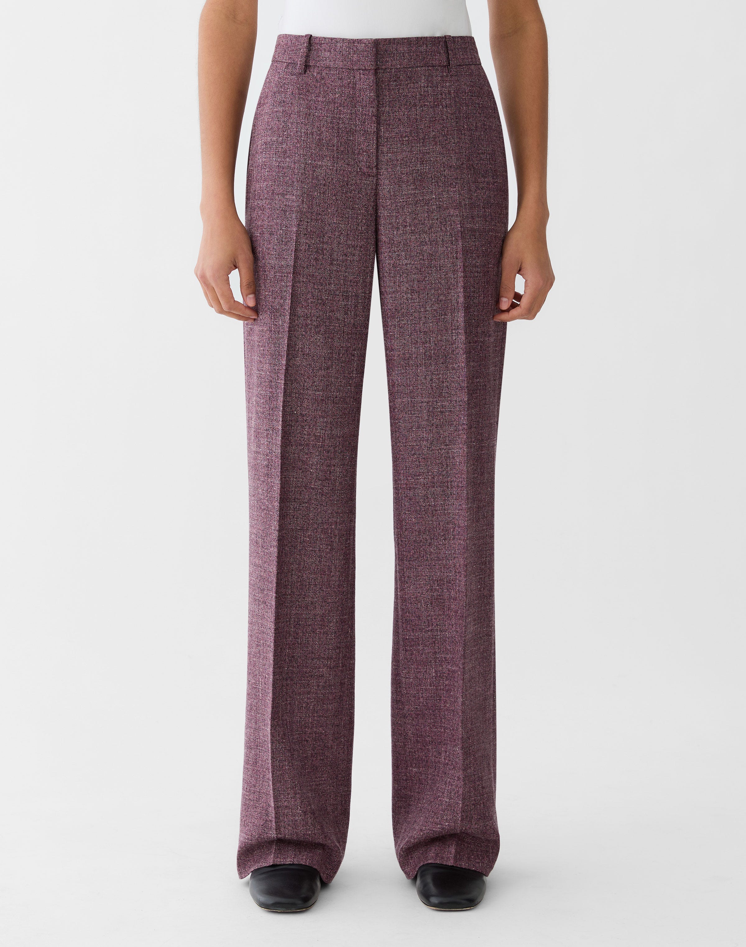 Petite Wool Mouliné Gates Straight Pant