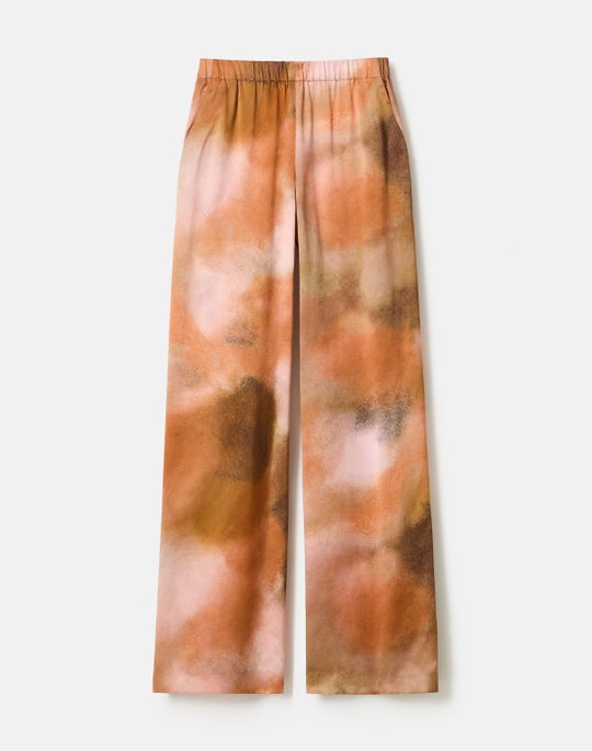 Pastel Print Silk Satin Riverside Pant