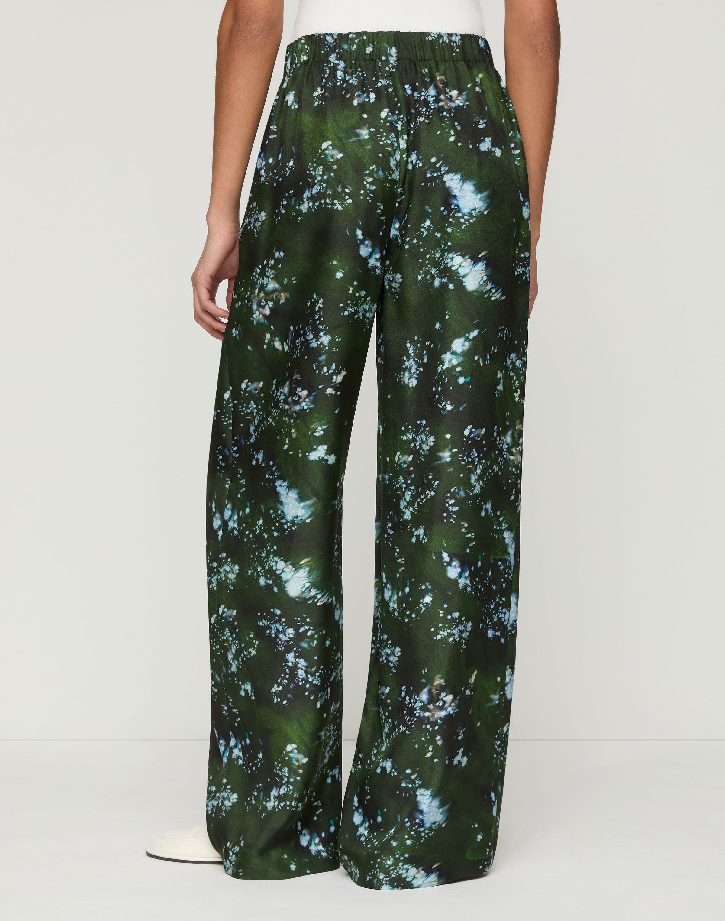 Splattered Glaze Print Silk Twill Riverside Pant