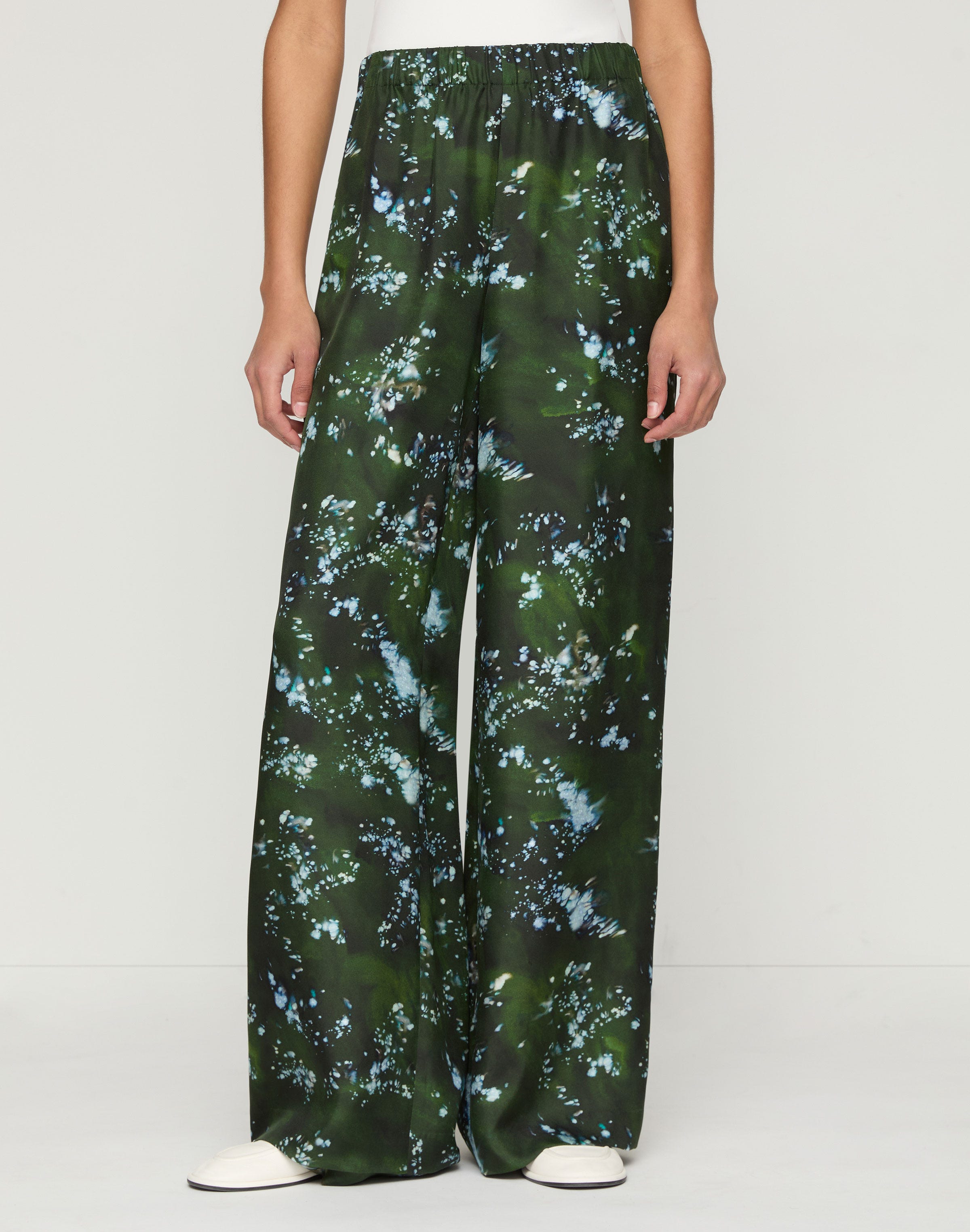 Splattered Glaze Print Silk Twill Riverside Pant