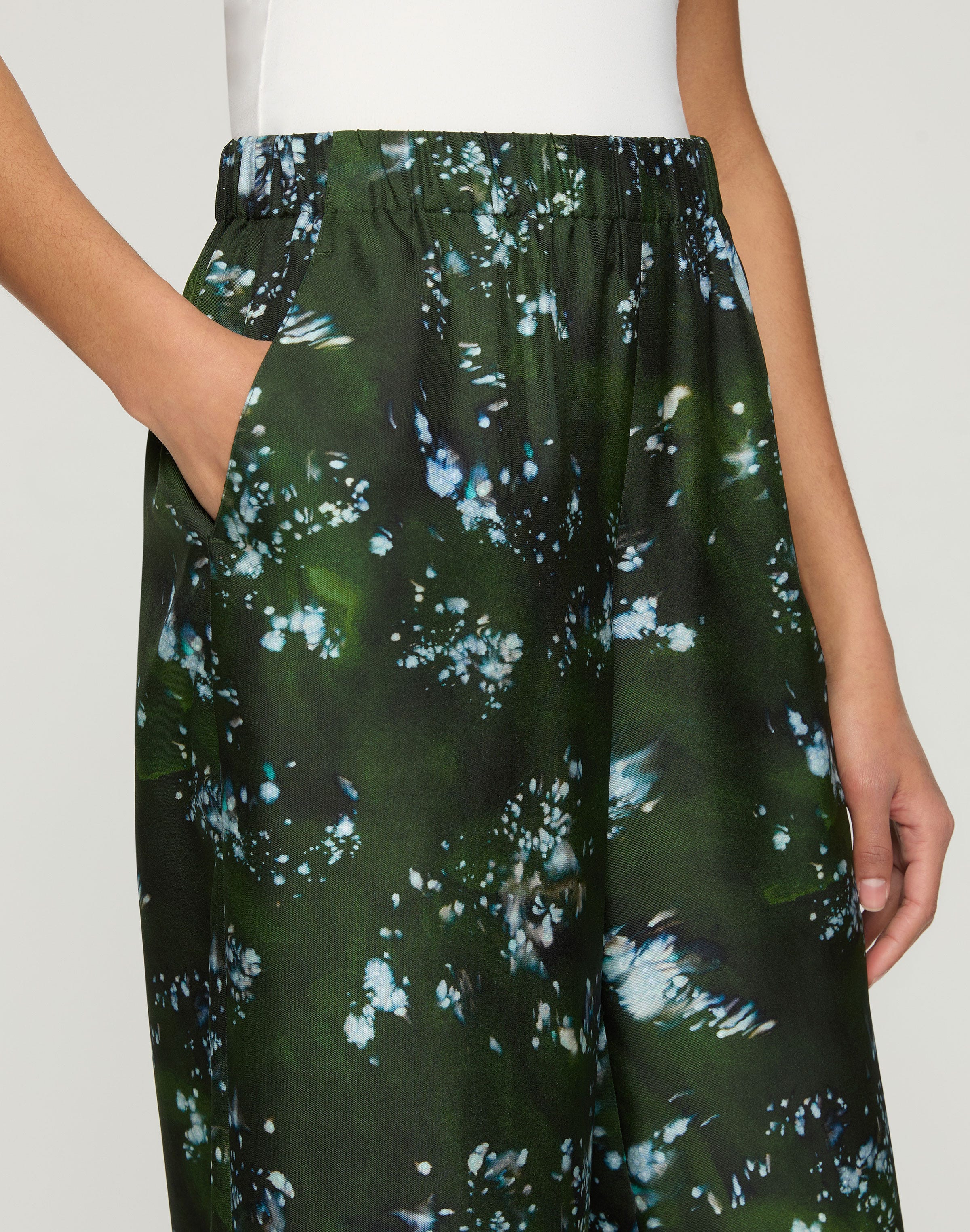 Splattered Glaze Print Silk Twill Riverside Pant