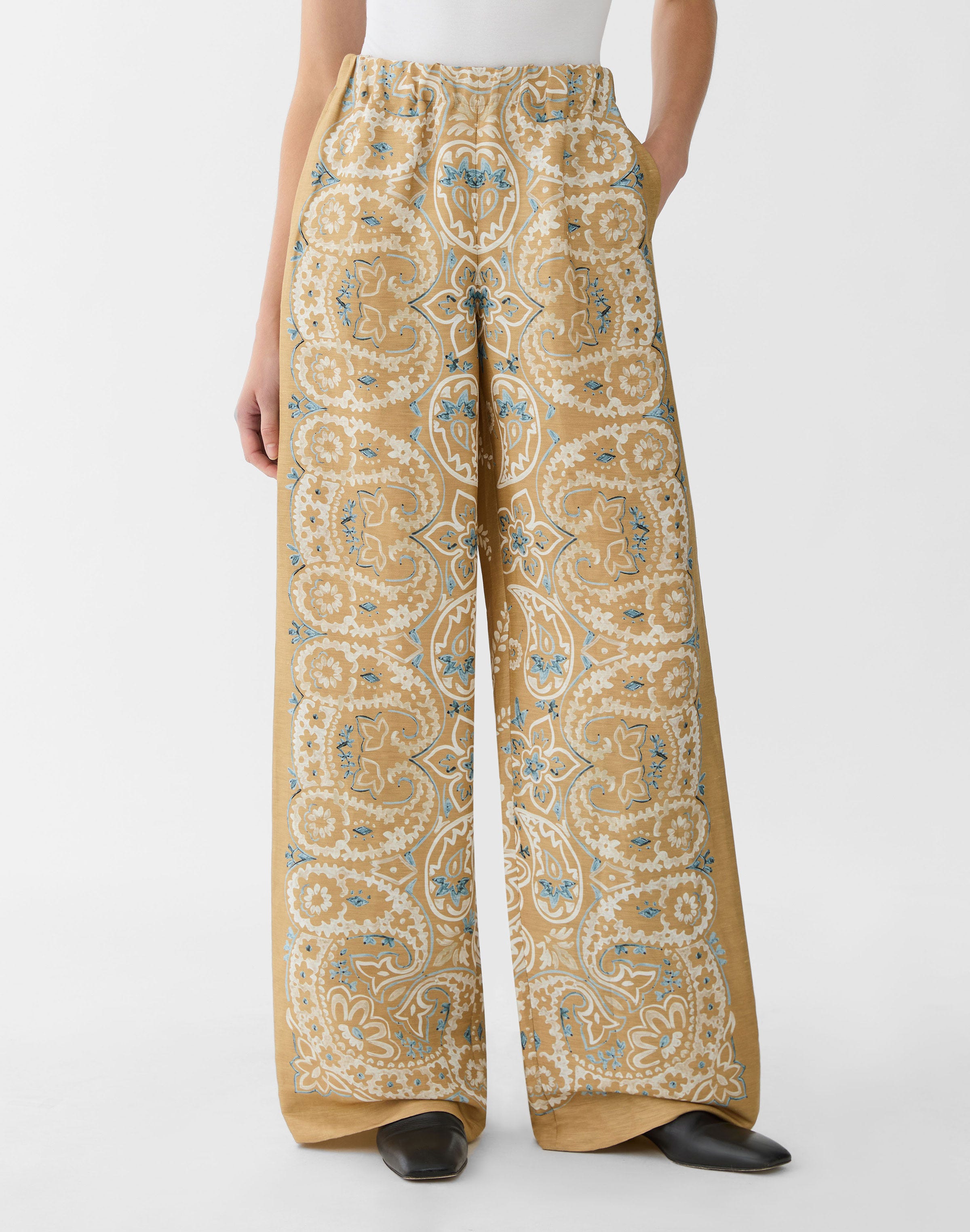 Bandana Print Linen-Silk Perry Pant