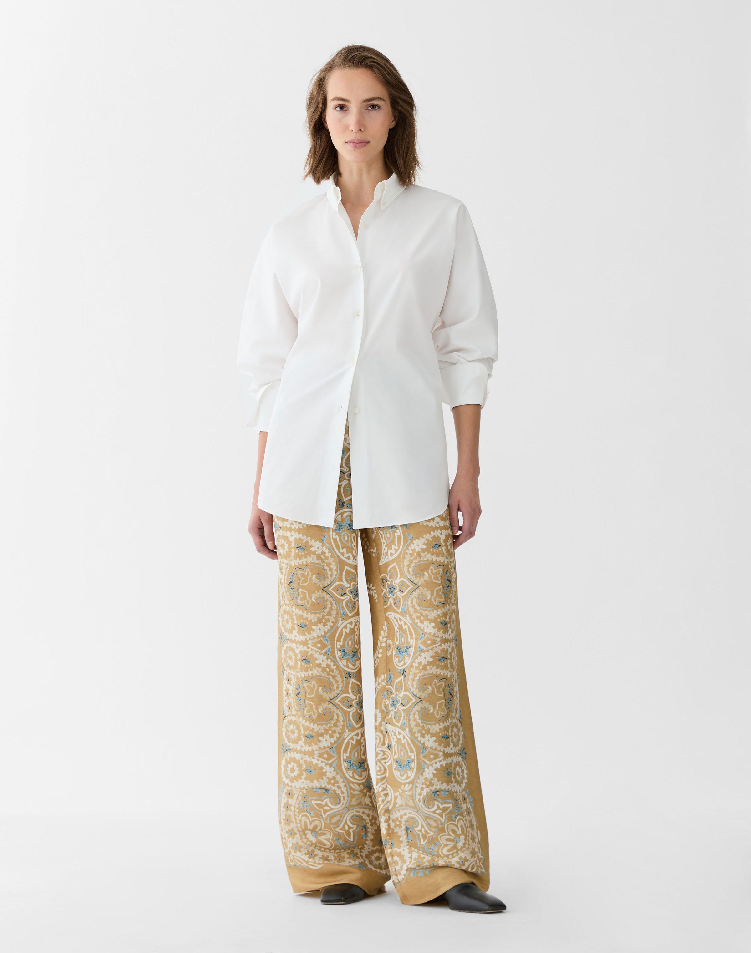 Bandana Print Linen-Silk Perry Pant