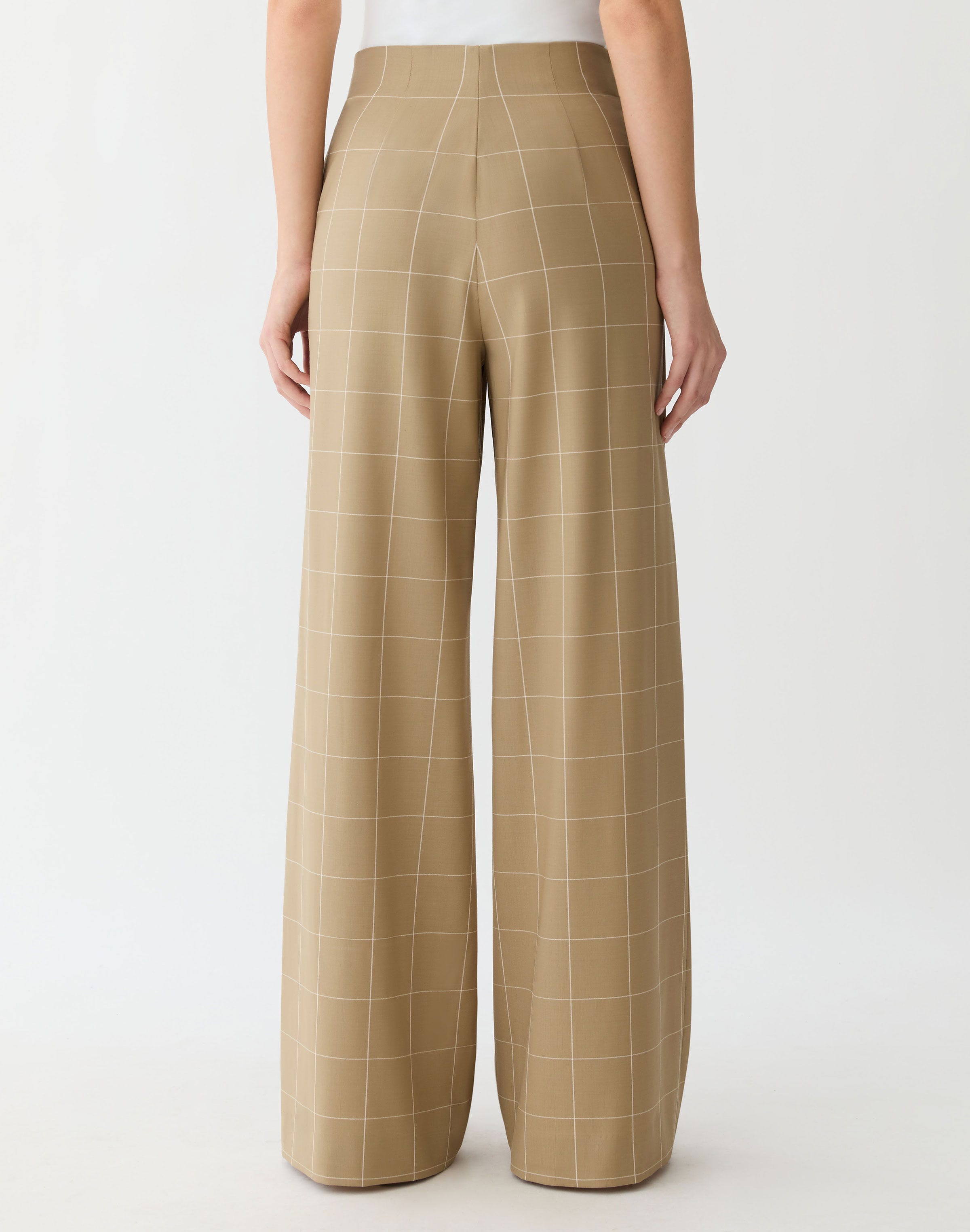 Garden Grid Tropical Wool Thames Wide Leg Pant
