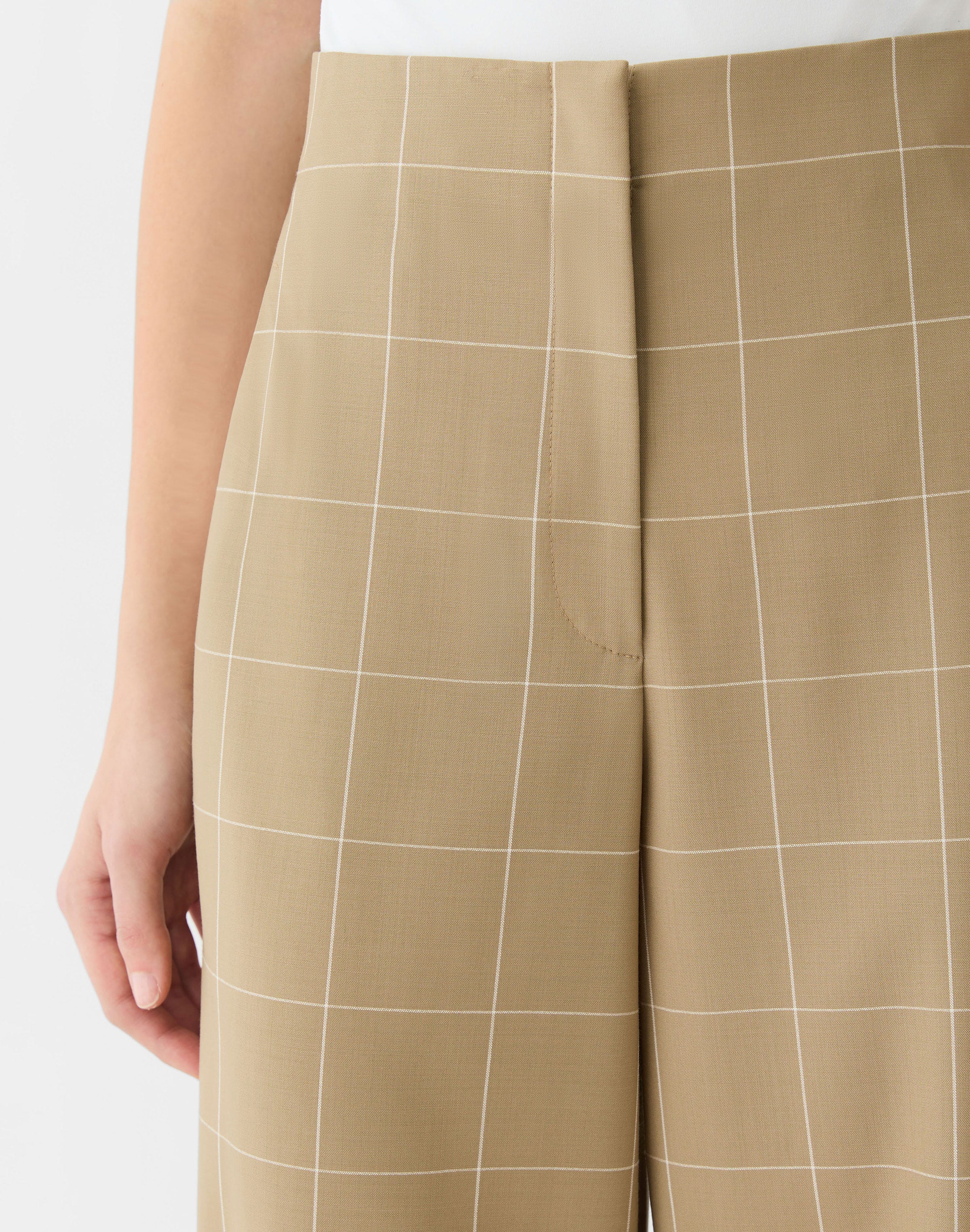 Garden Grid Tropical Wool Thames Wide Leg Pant