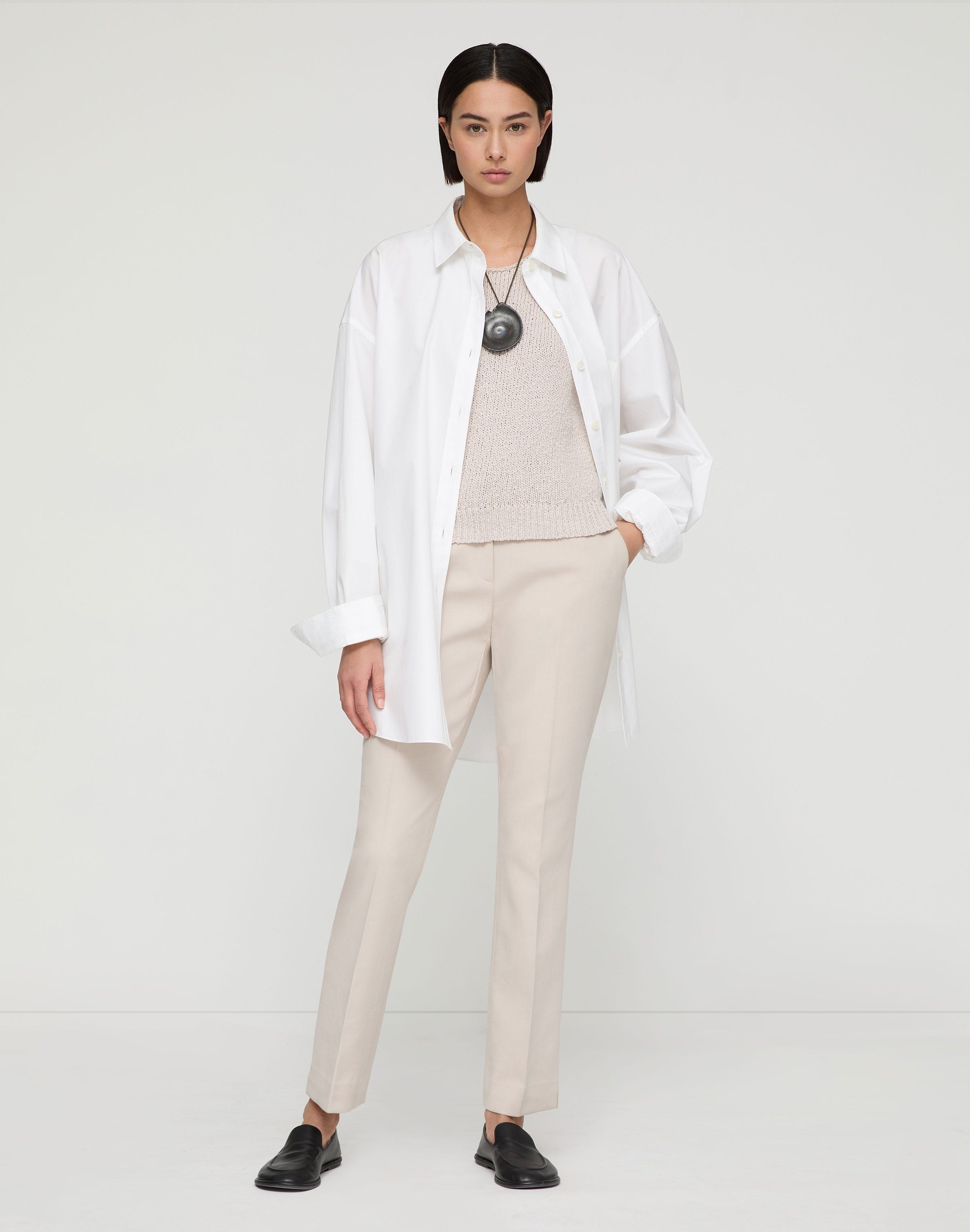 Cotton Double Weave Twill Manhattan Cigarette Pant