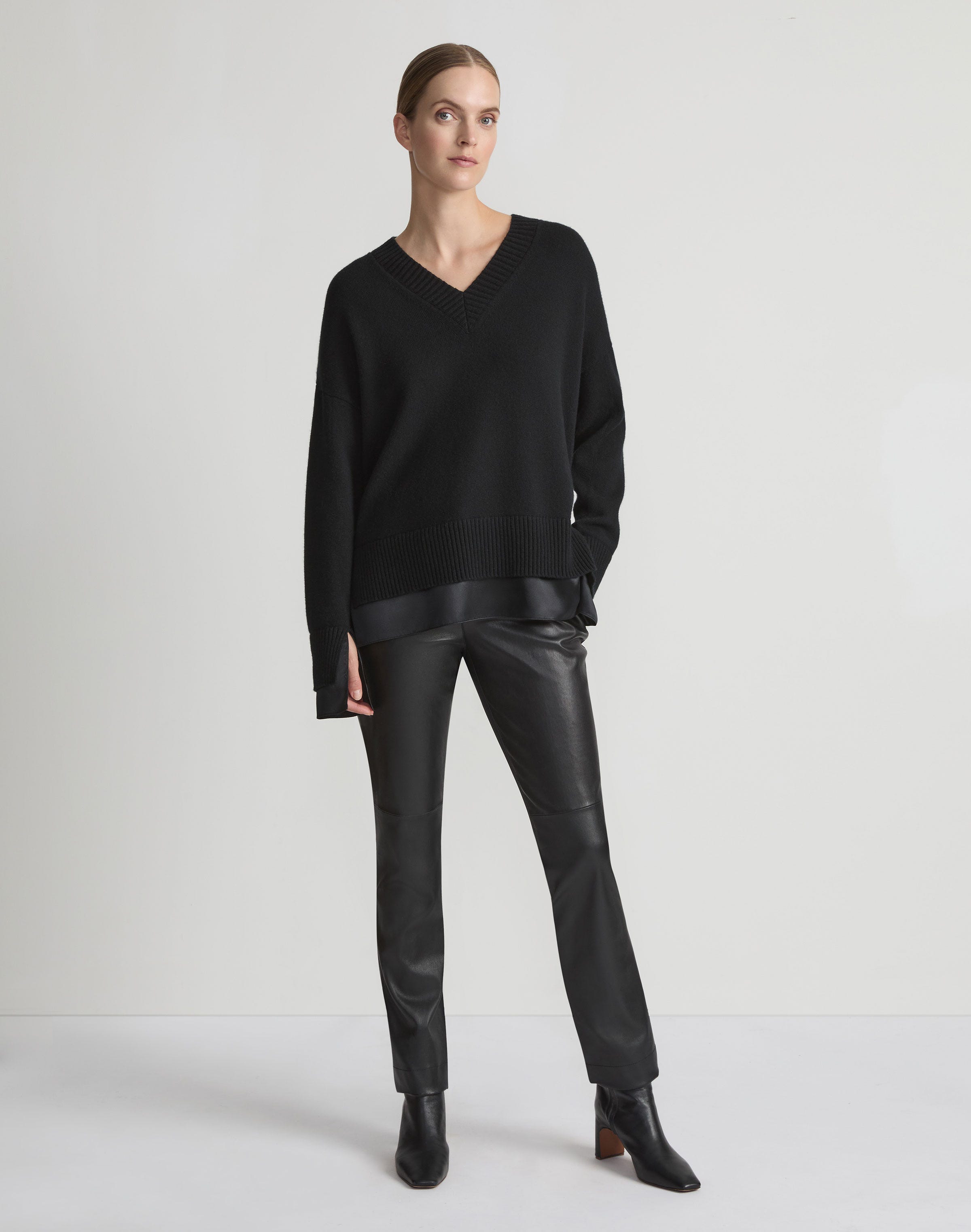 Nappa Lambskin Leather & Acclaimed Stretch Manhattan Cigarette Pant