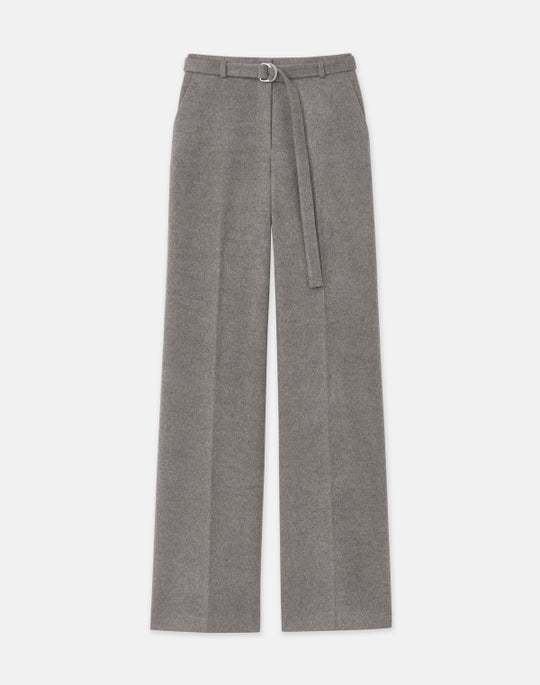 Brushed Wool-Cashmere Flannel Clark Wide Leg Pant
