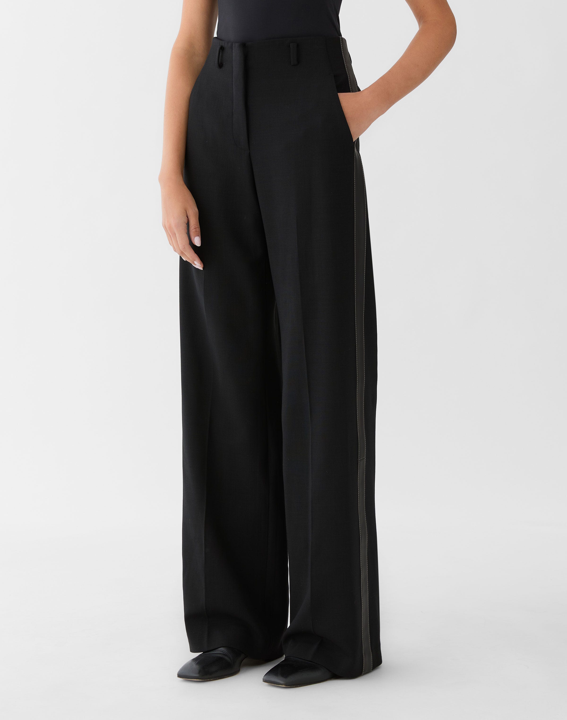 Plus-Size Responsible Wool Double Face Clark Wide Leg Pant