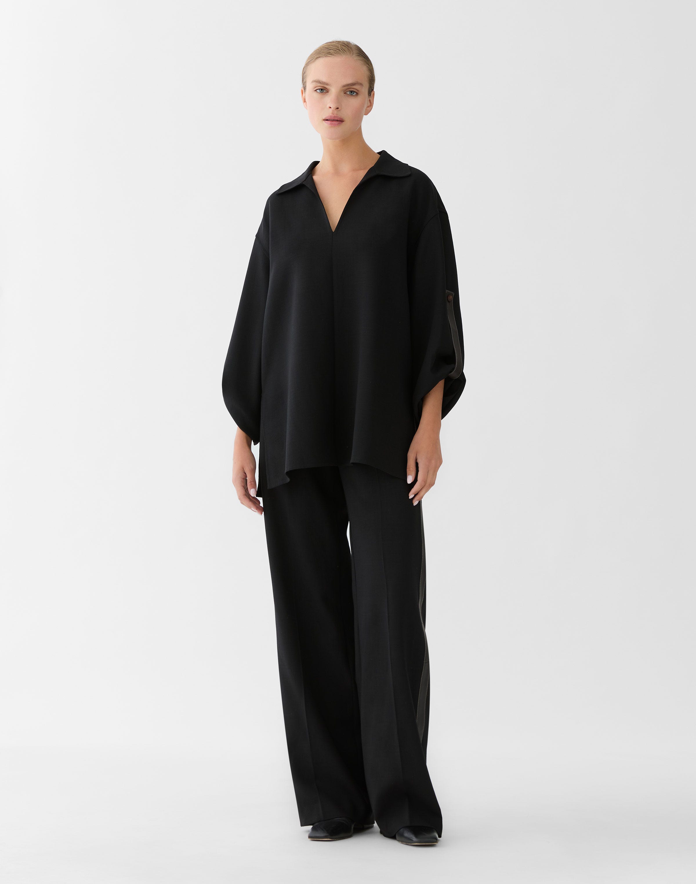 Plus-Size Responsible Wool Double Face Clark Wide Leg Pant