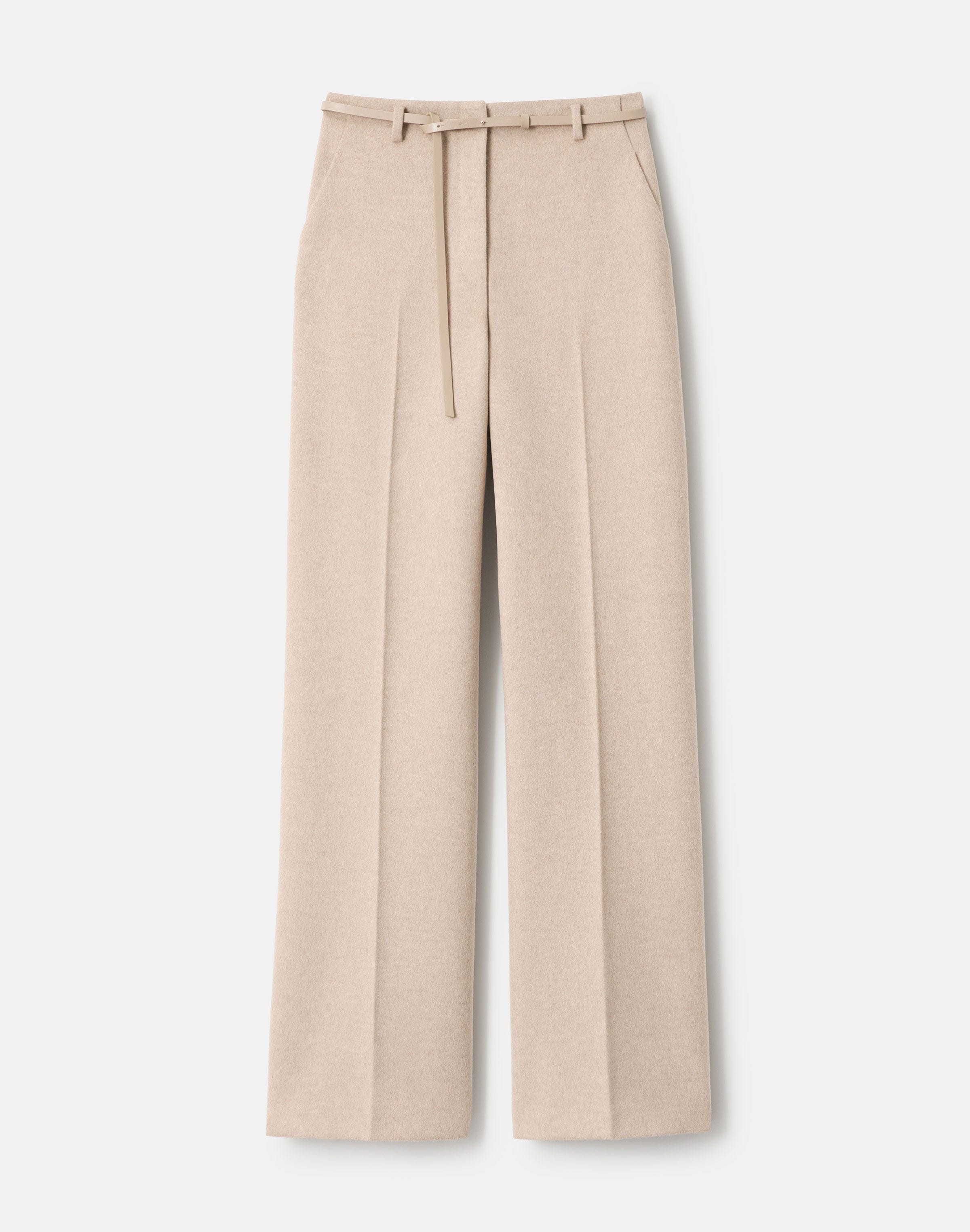 Brushed Wool-Cashmere Flannel Clark Wide Leg Pant