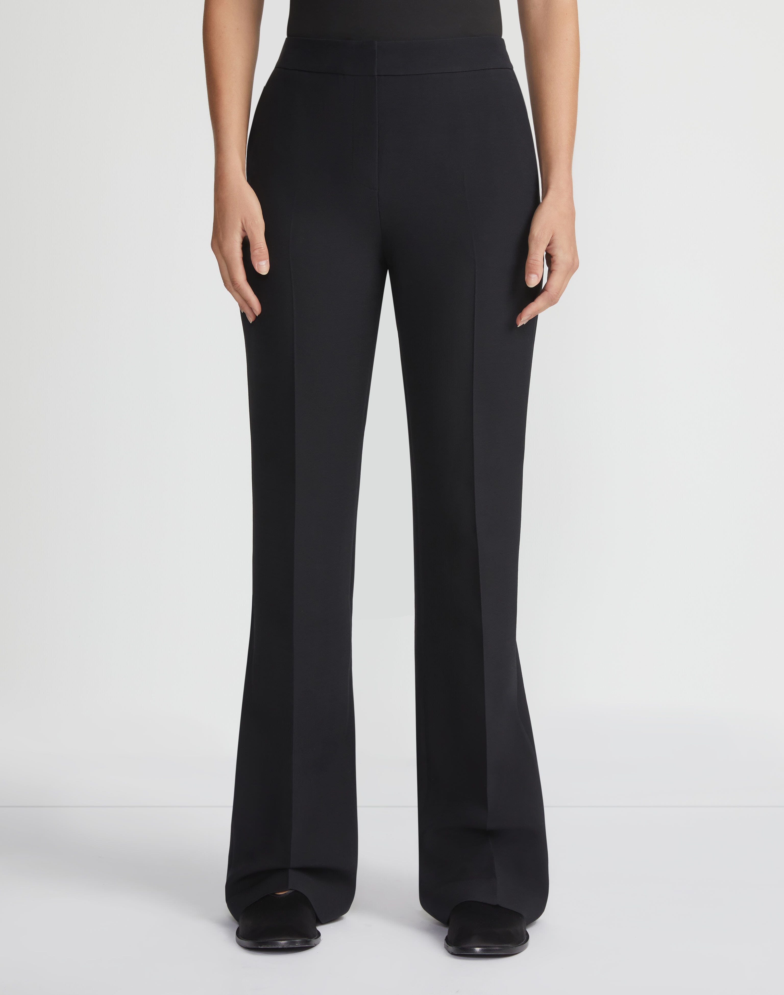 Petite Wool Silk-Crepe Saint Marks Flared Pant