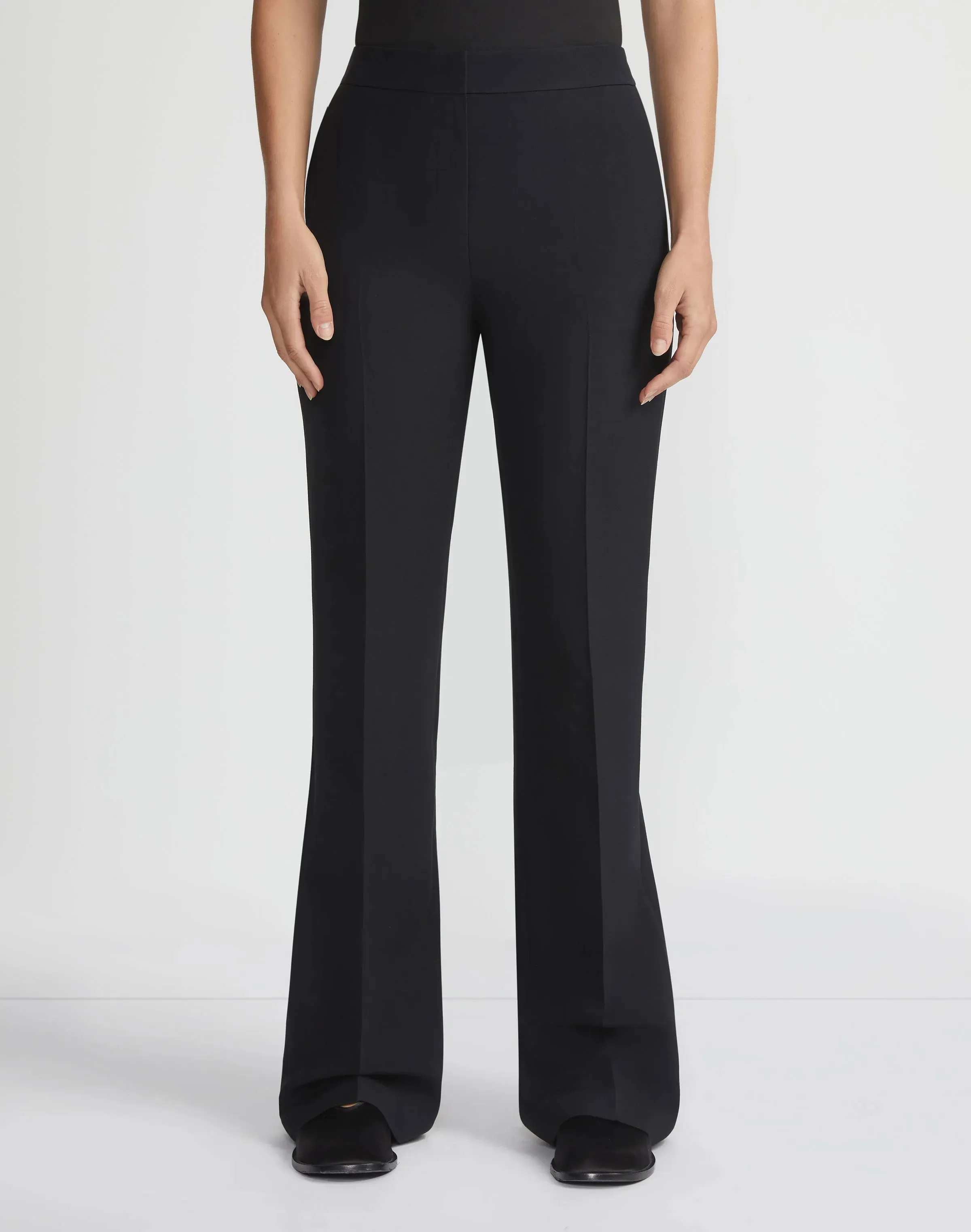 Plus-Size Wool-Silk Crepe Saint Marks Flared Pant