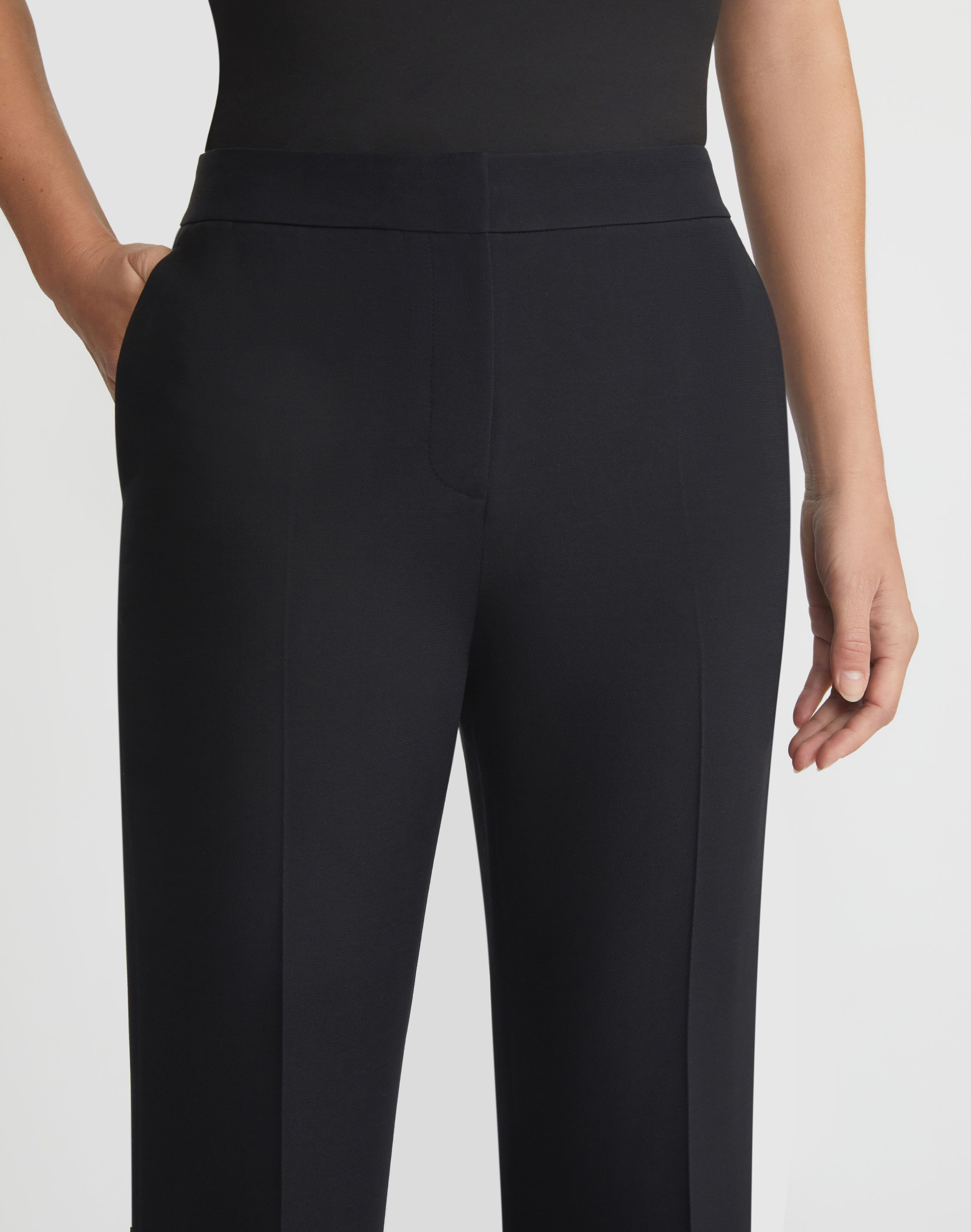 Petite Wool Silk-Crepe Saint Marks Flared Pant