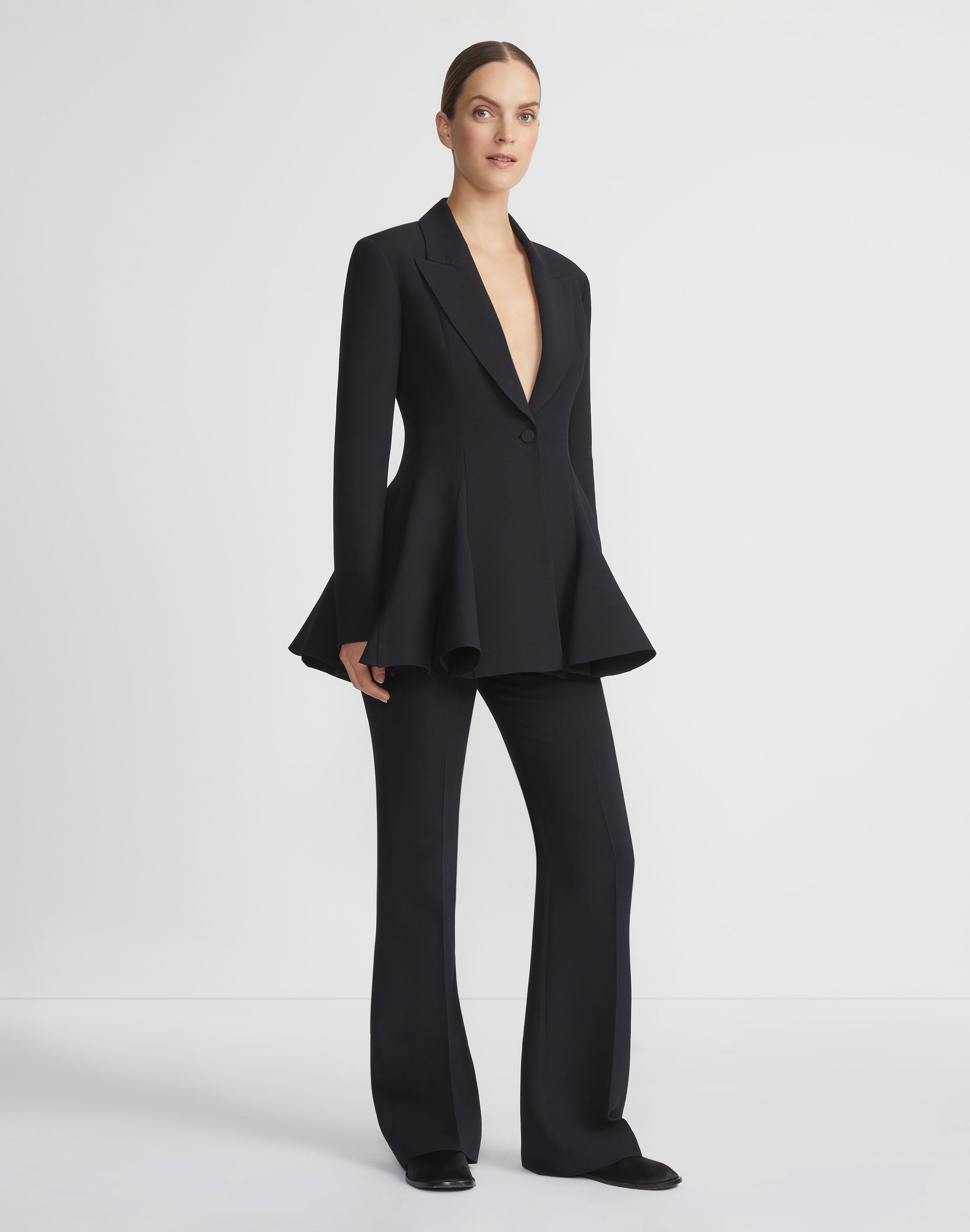 Wool-Silk Crepe Saint Marks Flared Pant